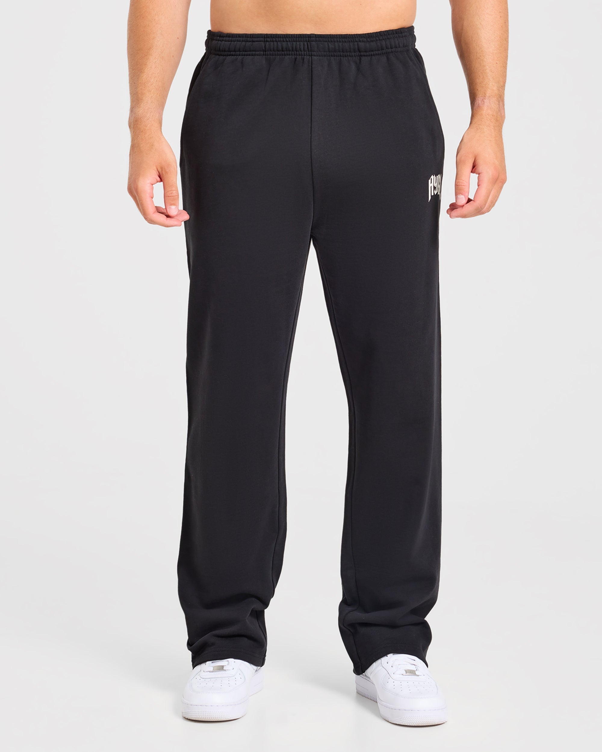 Heavy Lifting Gothic Oversized Straight Leg Joggers - Zwart/Wit