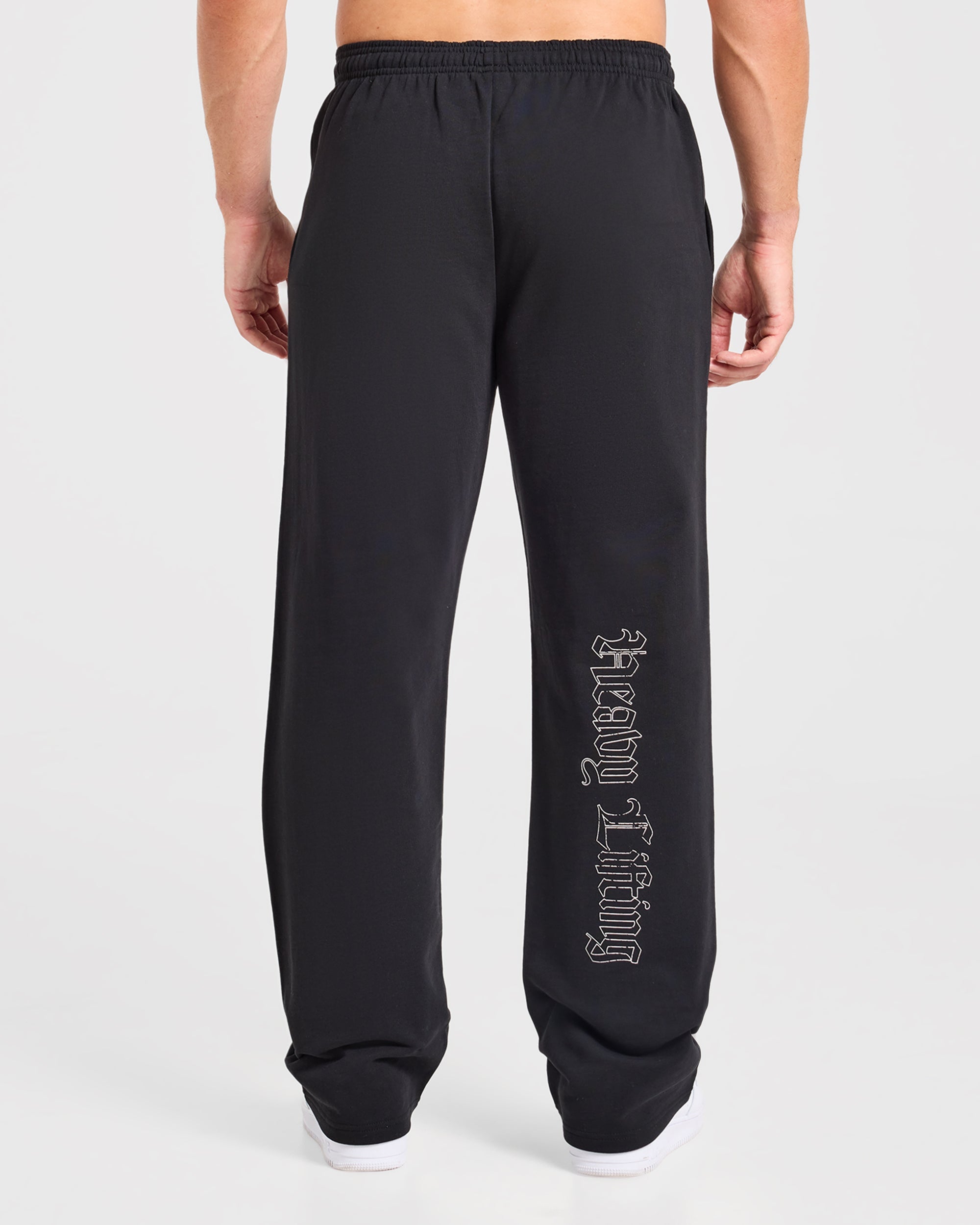 Heavy Lifting Gothic Oversized Straight Leg Joggers - Zwart/Wit