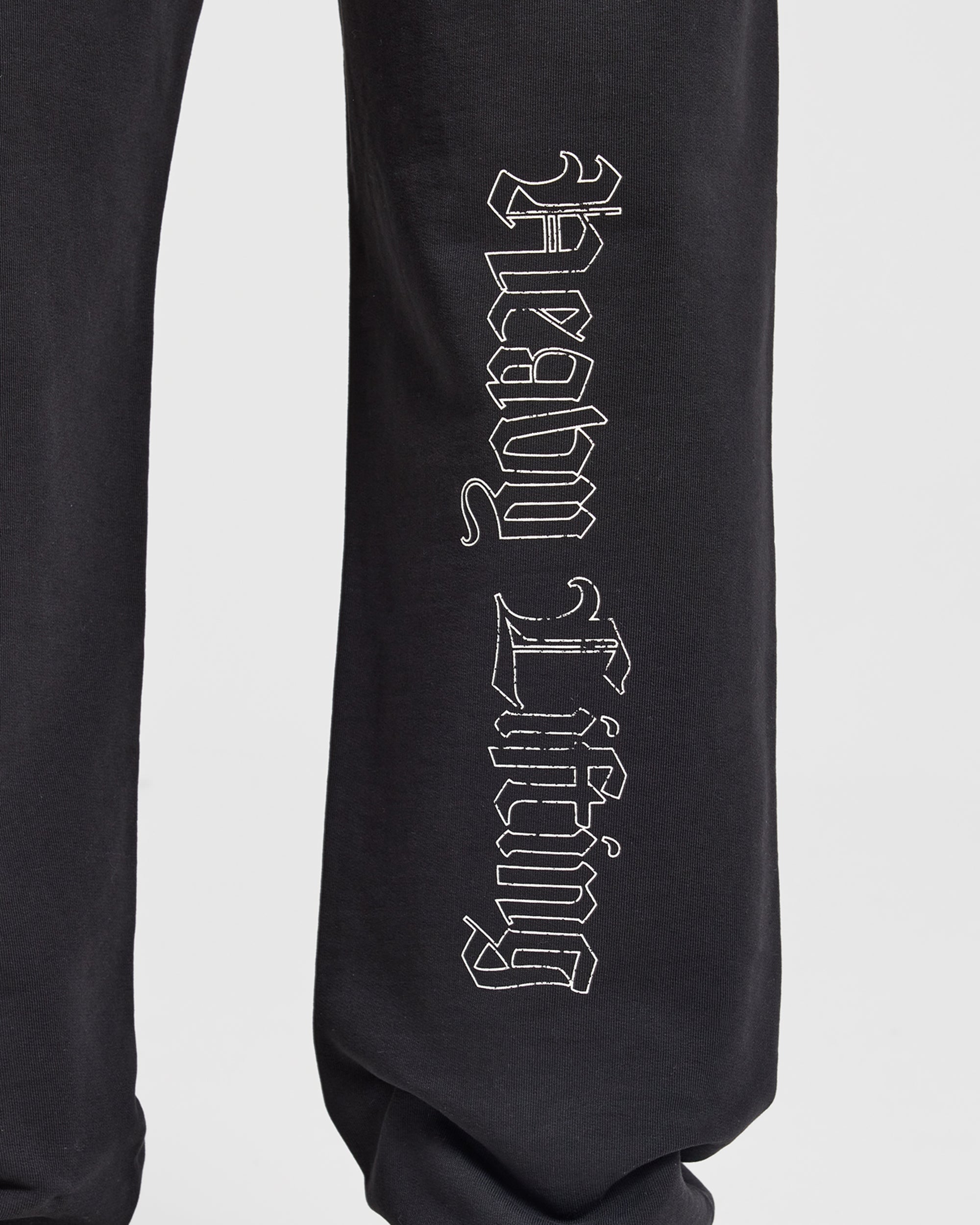 Heavy Lifting Gothic Oversized Straight Leg Joggers - Zwart/Wit