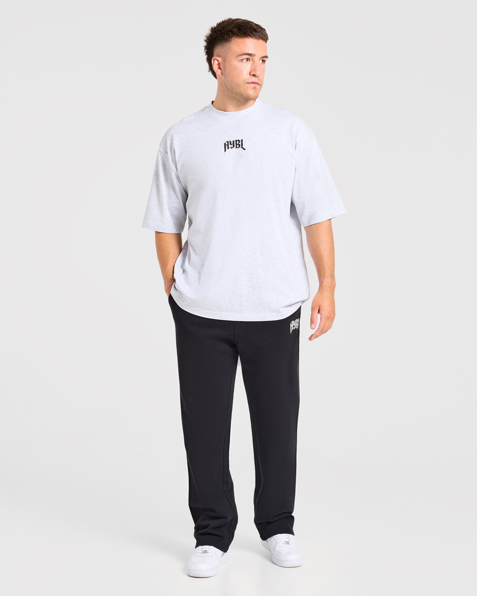Heavy Lifting Gothic Oversized Straight Leg Joggers - Zwart/Wit