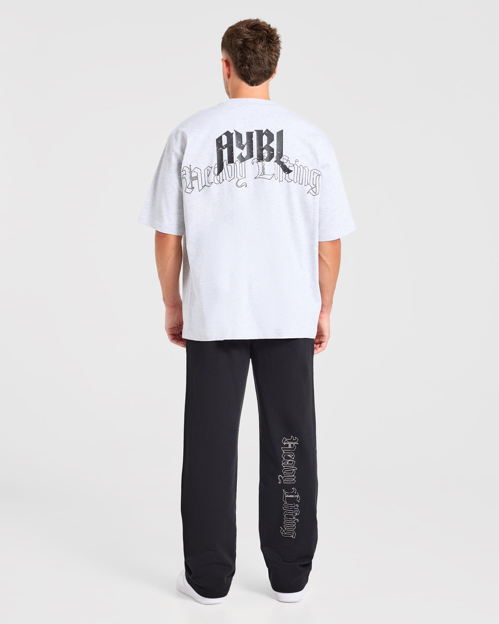Heavy Lifting Gothic Oversized Straight Leg Joggers - Zwart/Wit