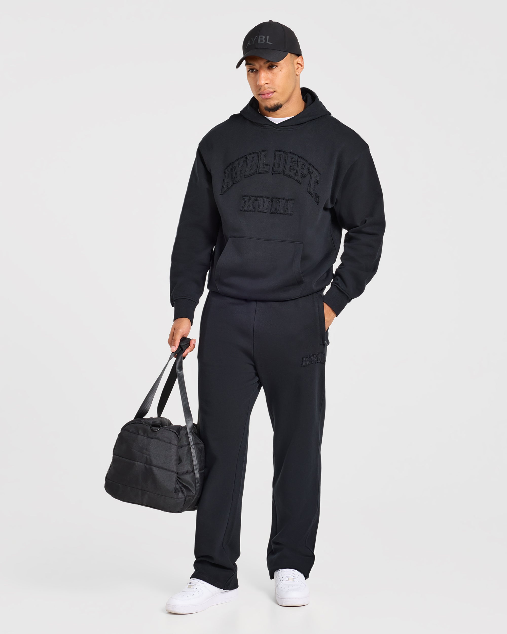 Effortless Oversized Straight Leg Joggers - Zwart