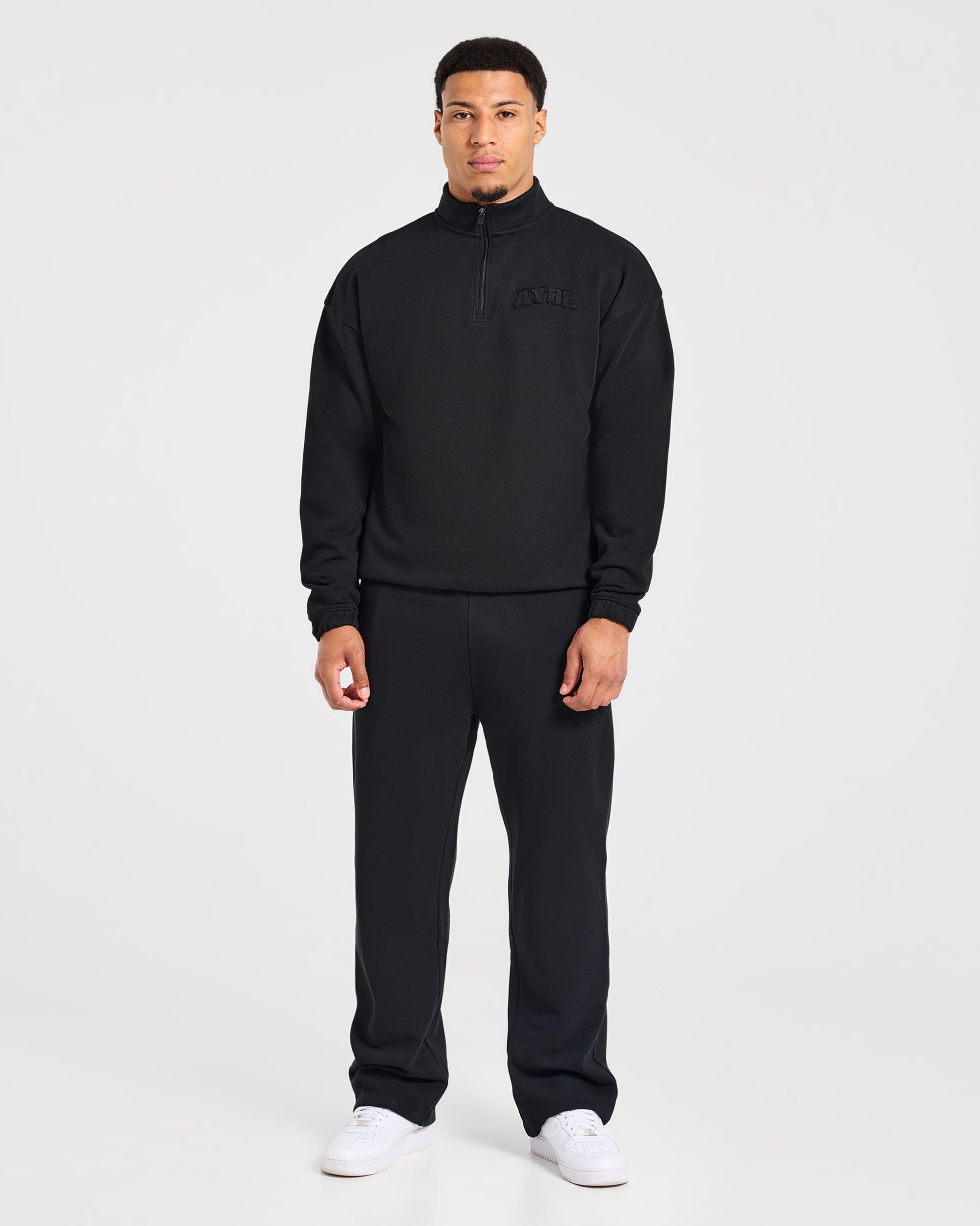 Effortless Oversized 1/4 Zip Pullover - Zwart