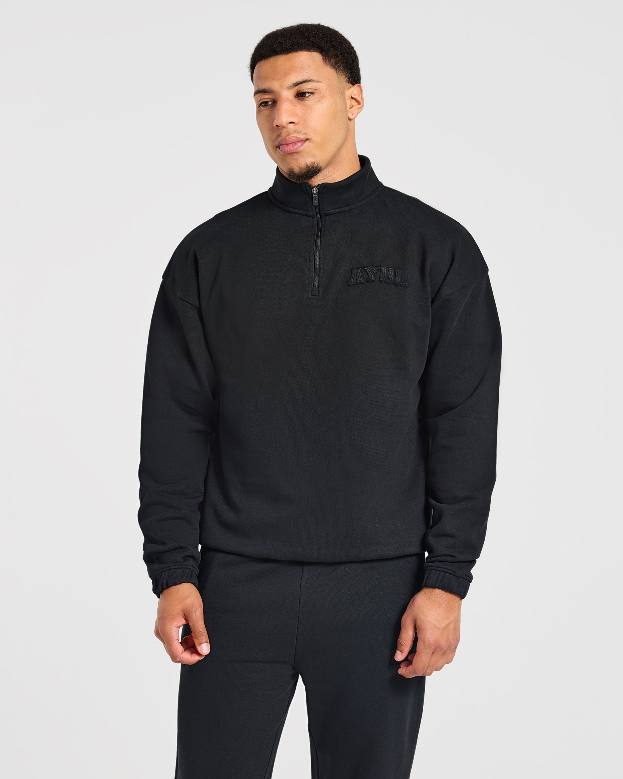 Effortless Oversized 1/4 Zip Pullover - Zwart
