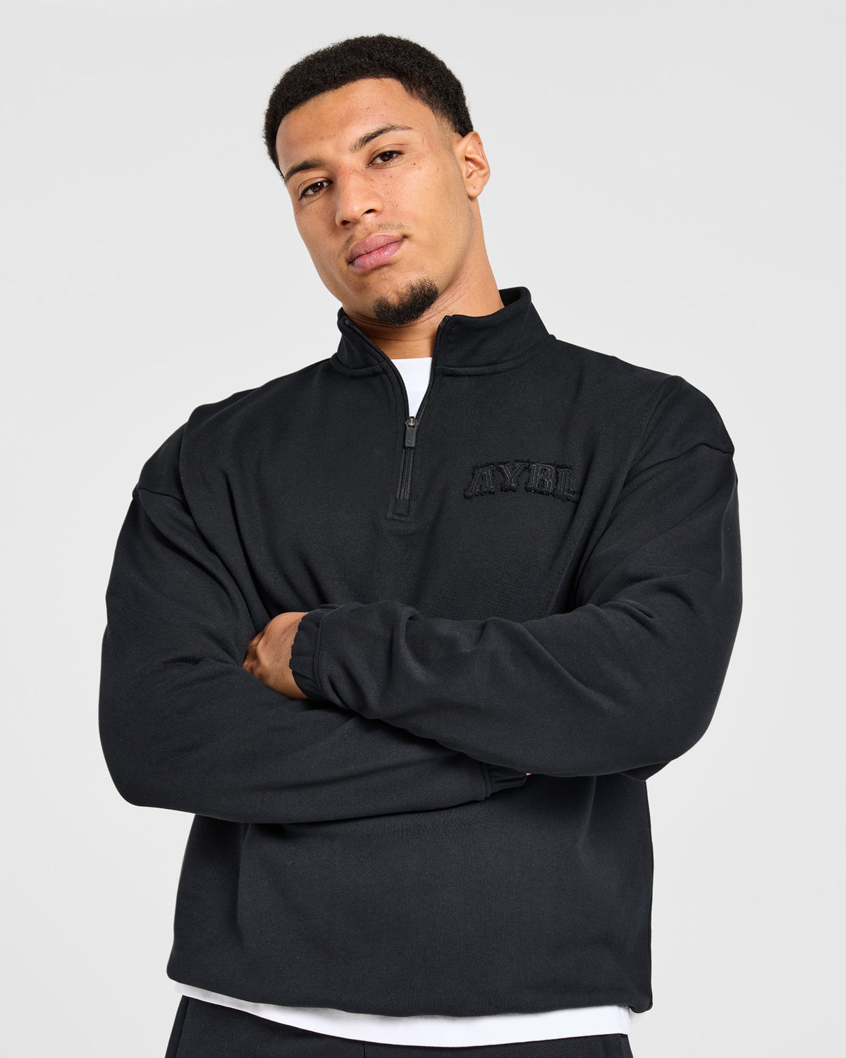 Effortless Oversized 1/4 Zip Pullover - Zwart