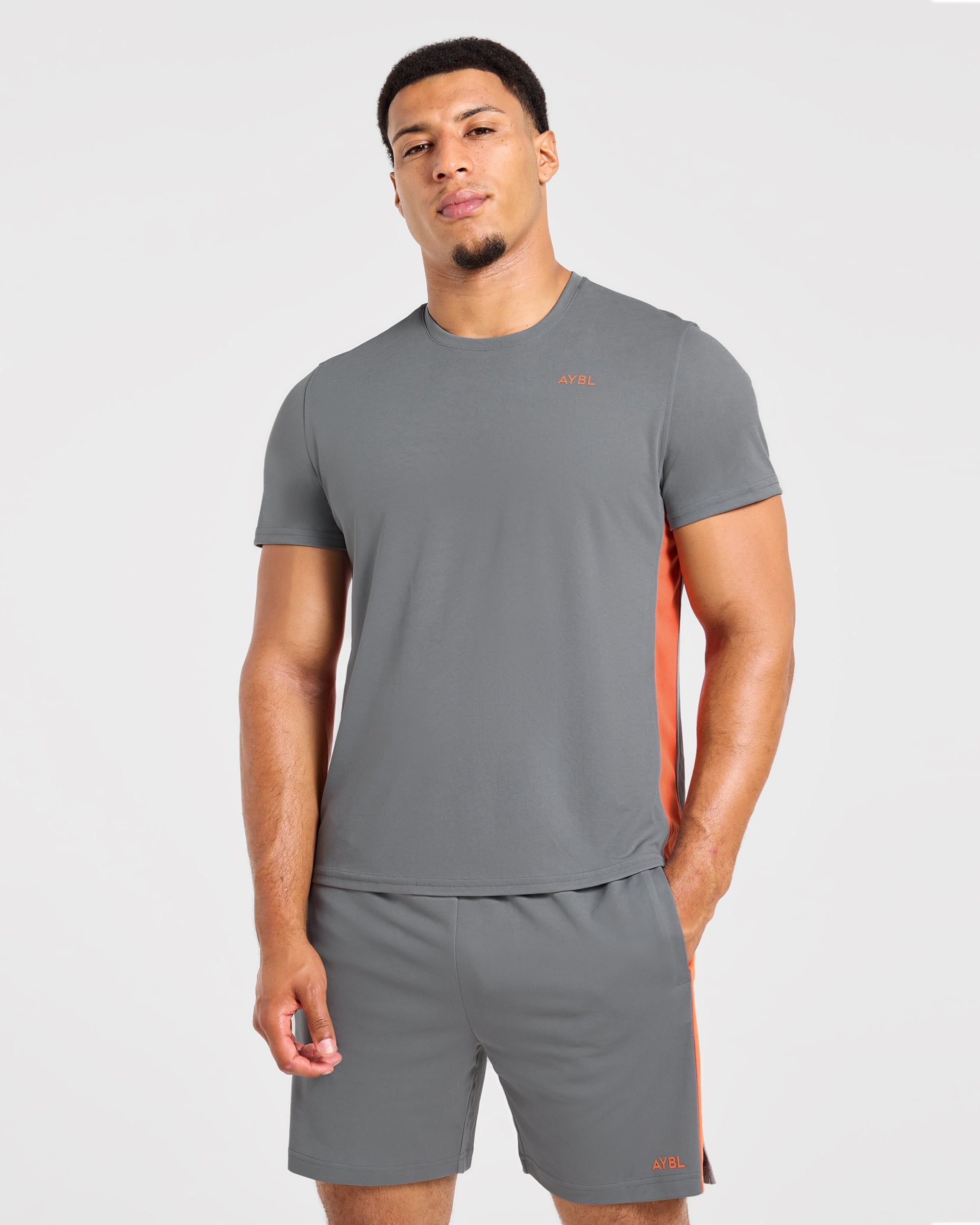 Active T Shirt - Charcoal/Oranje