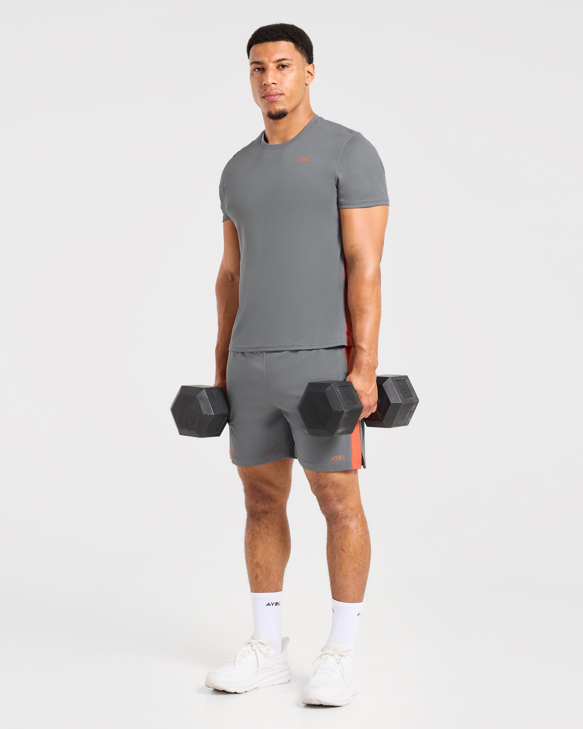 Active Shorts - Charcoal/Oranje