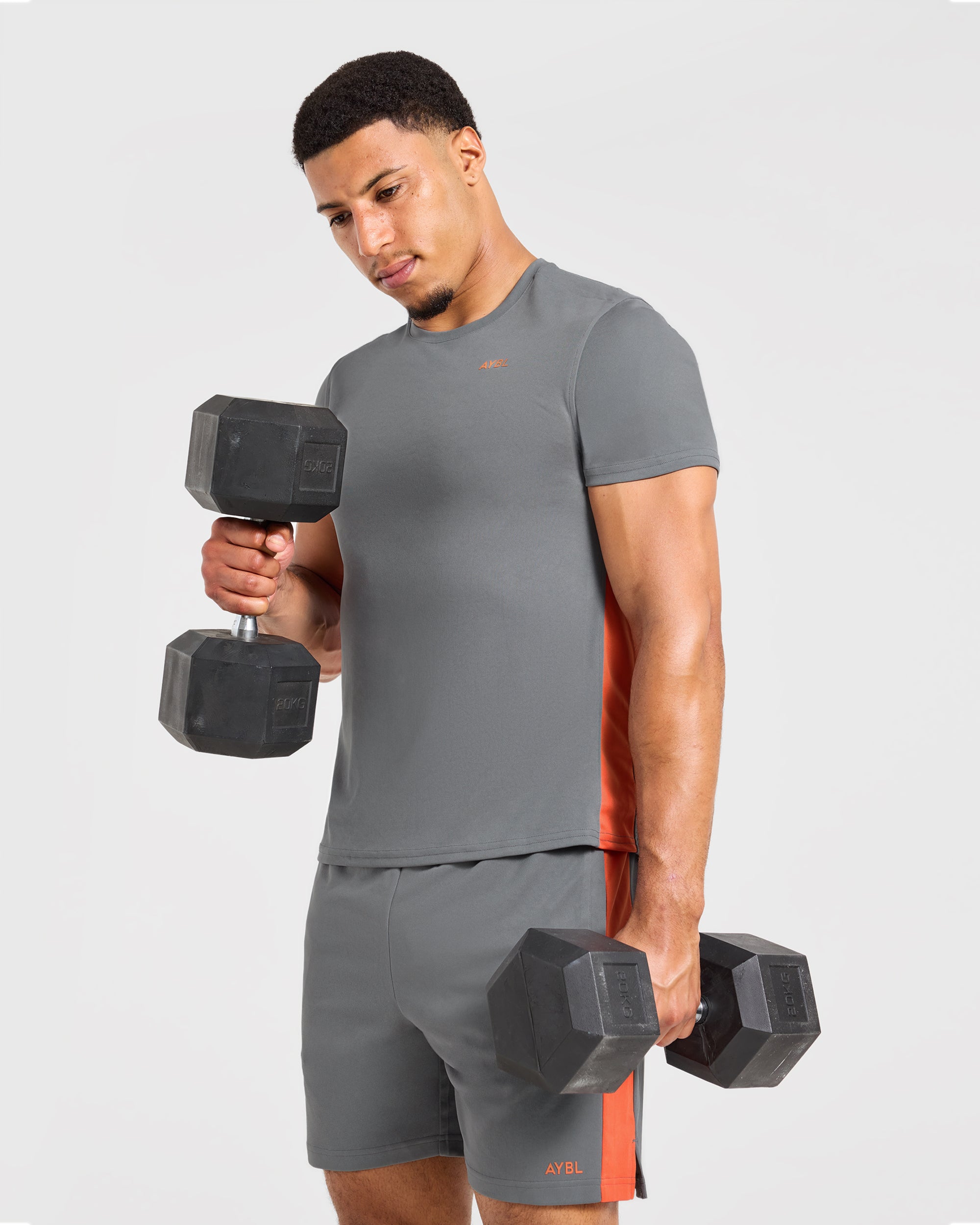 Active Shorts - Charcoal/Oranje