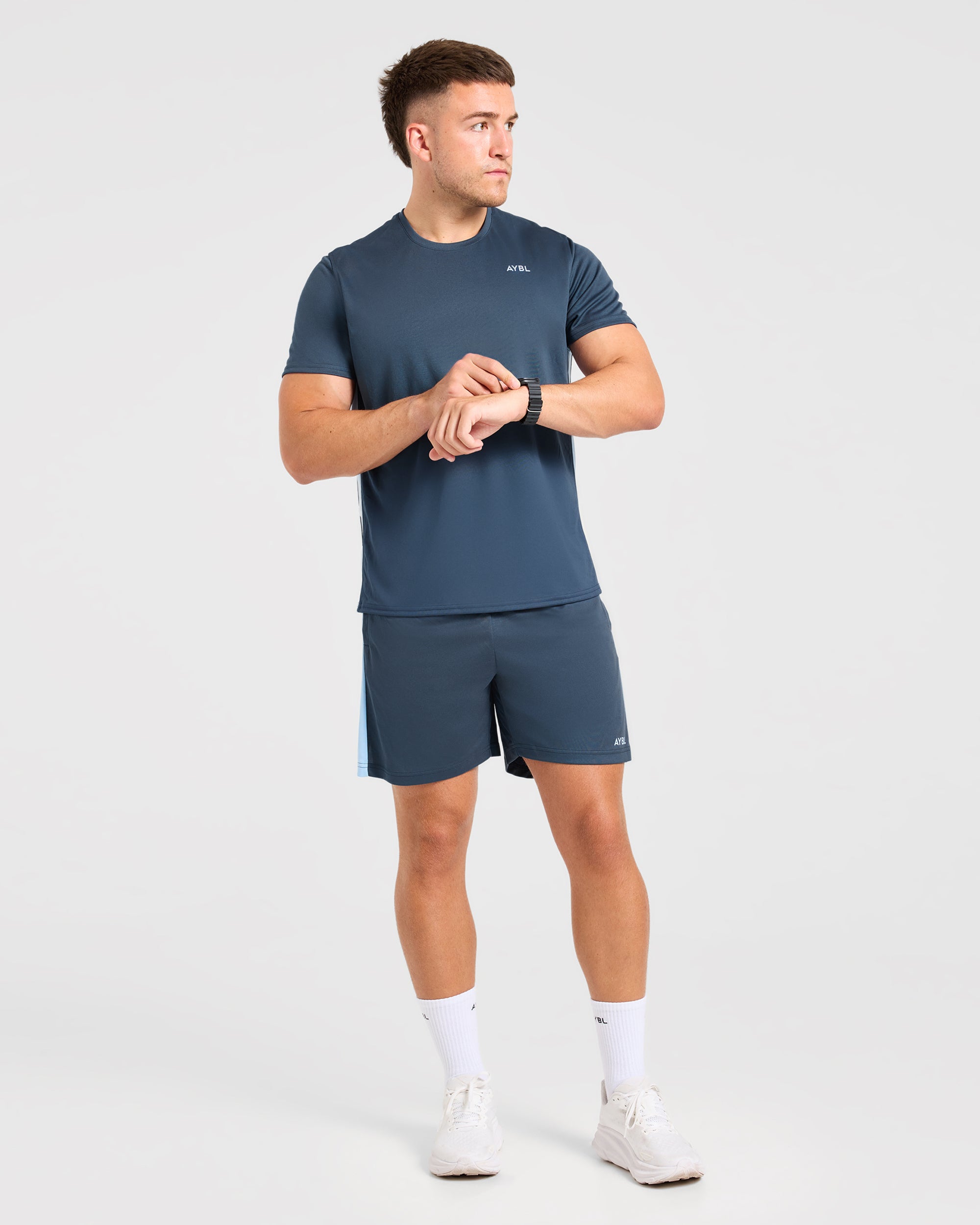 Active T Shirt - Muted Navy/Light Blauw