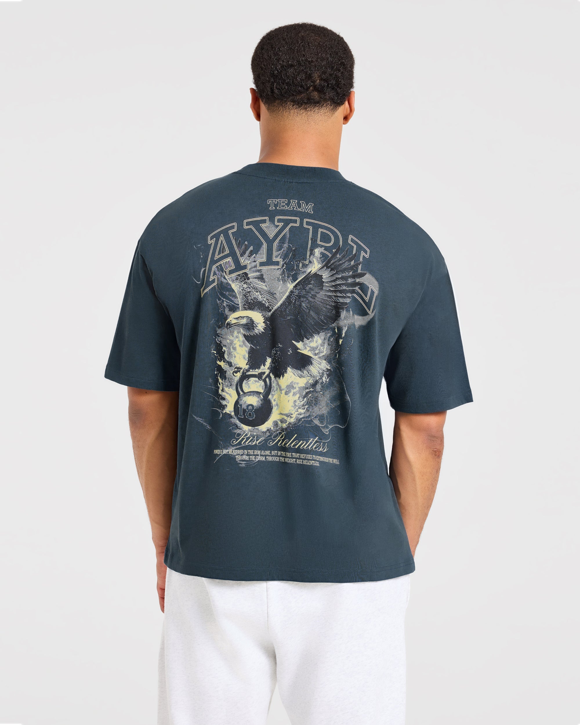 Relentless Eagle Oversized T Shirt - Petrol Blauw