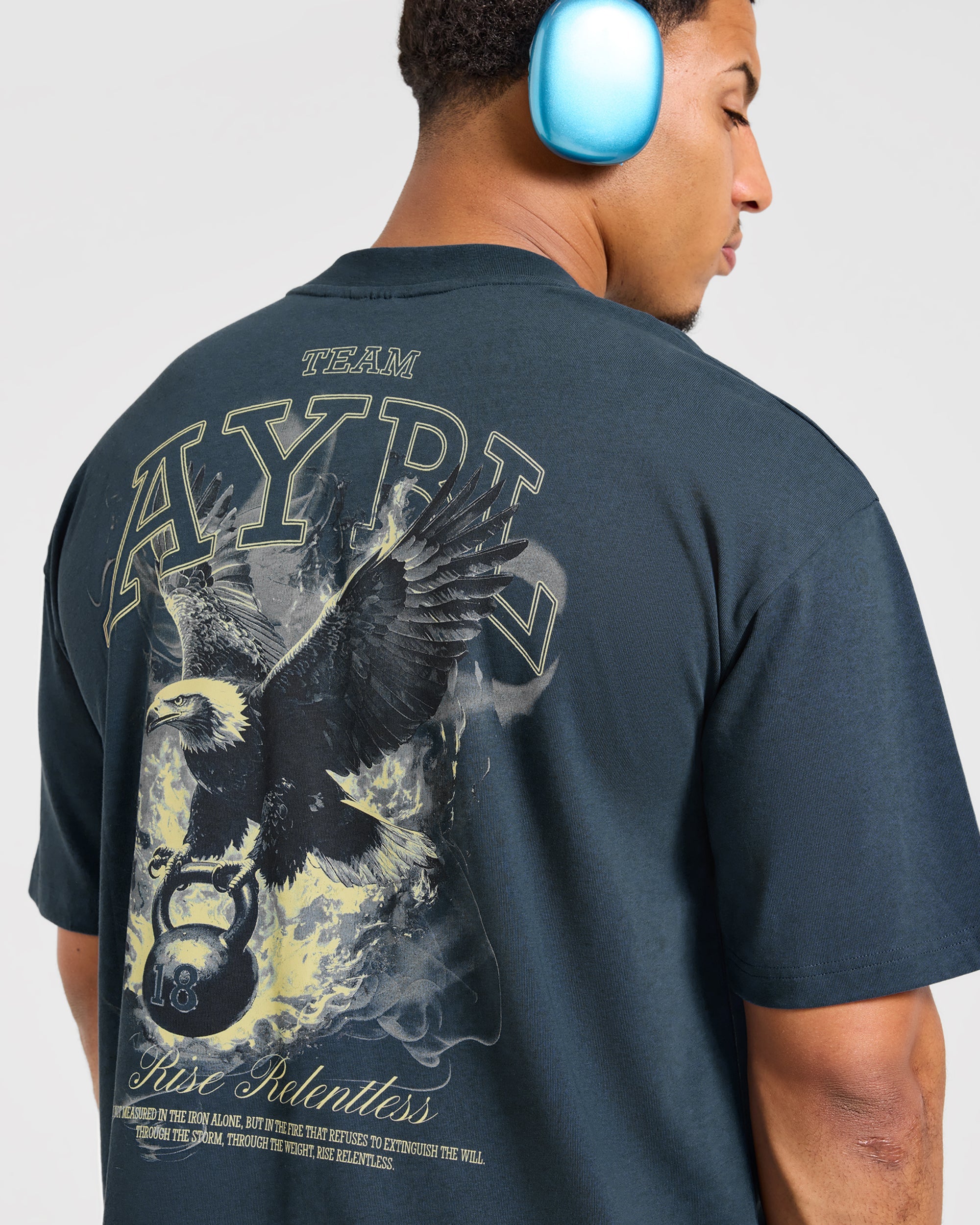 Relentless Eagle Oversized T Shirt - Petrol Blauw