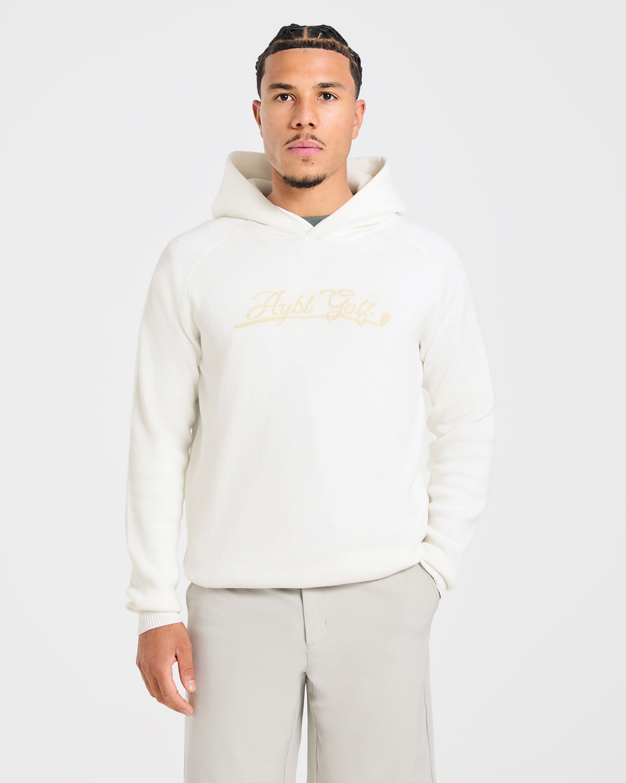 Golf Club Knitted Hoodie - Off Wit