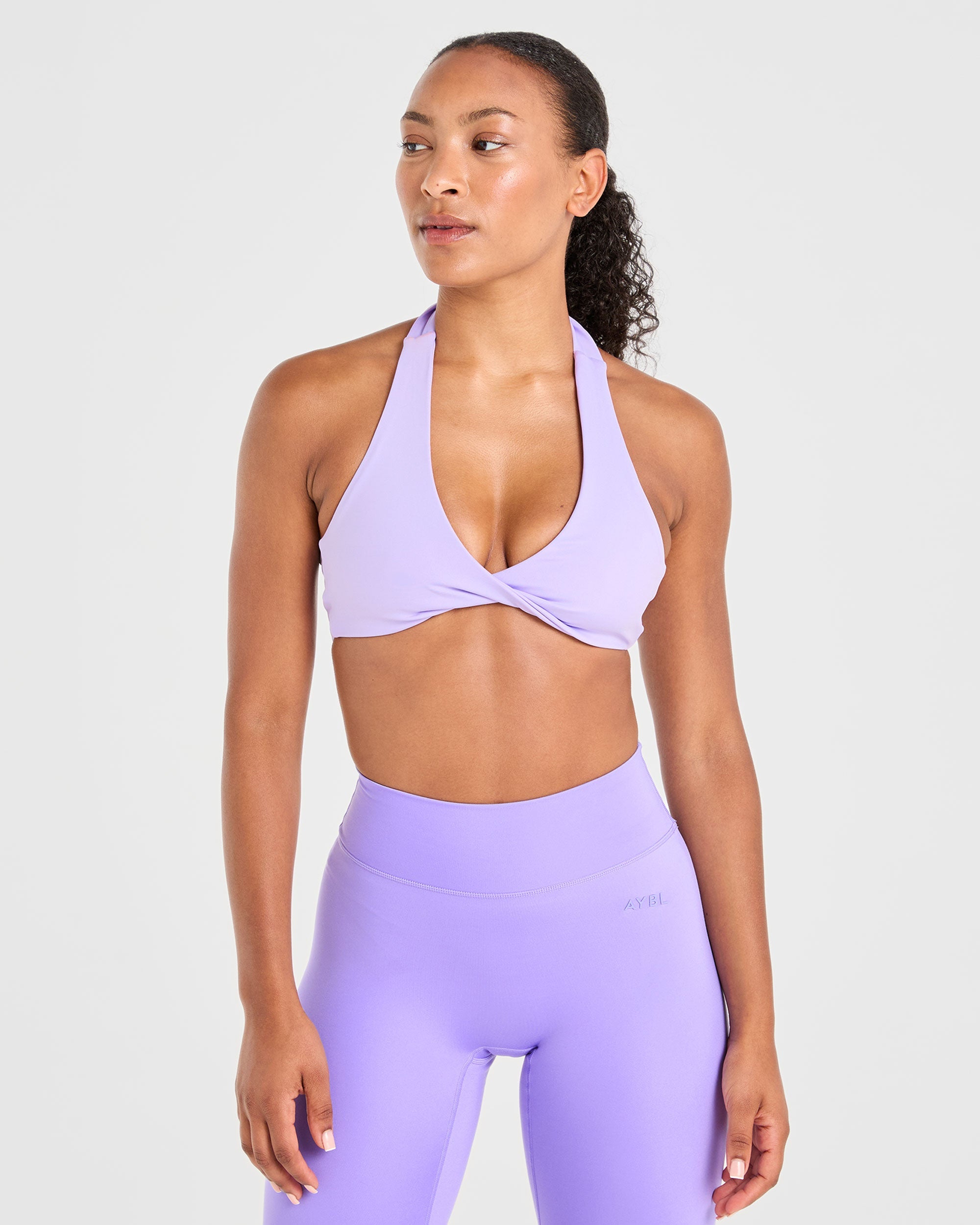 Essential Halterneck Sports Bra - Pastel Paars