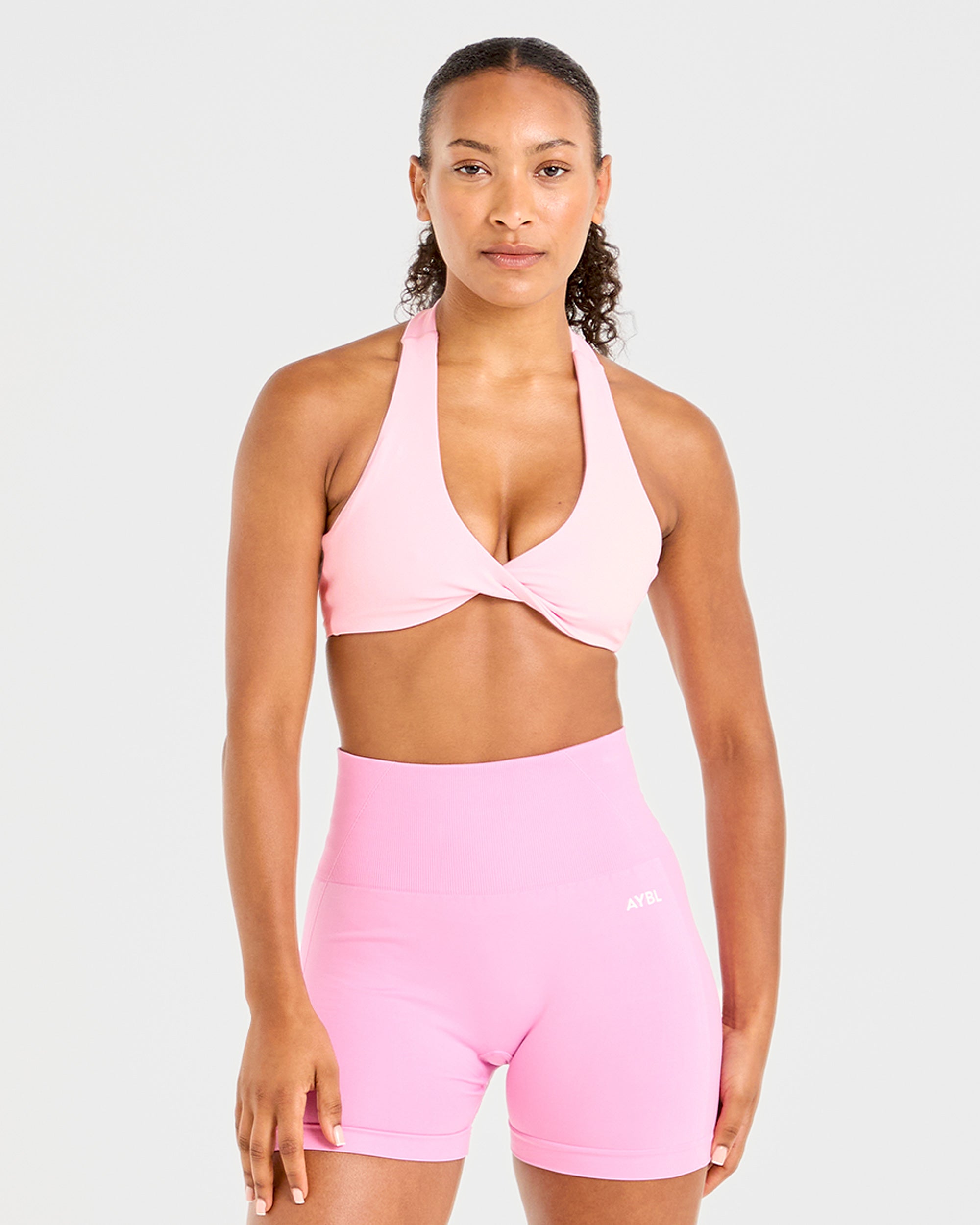 Essential Halterneck Sports Bra - Baby Roze