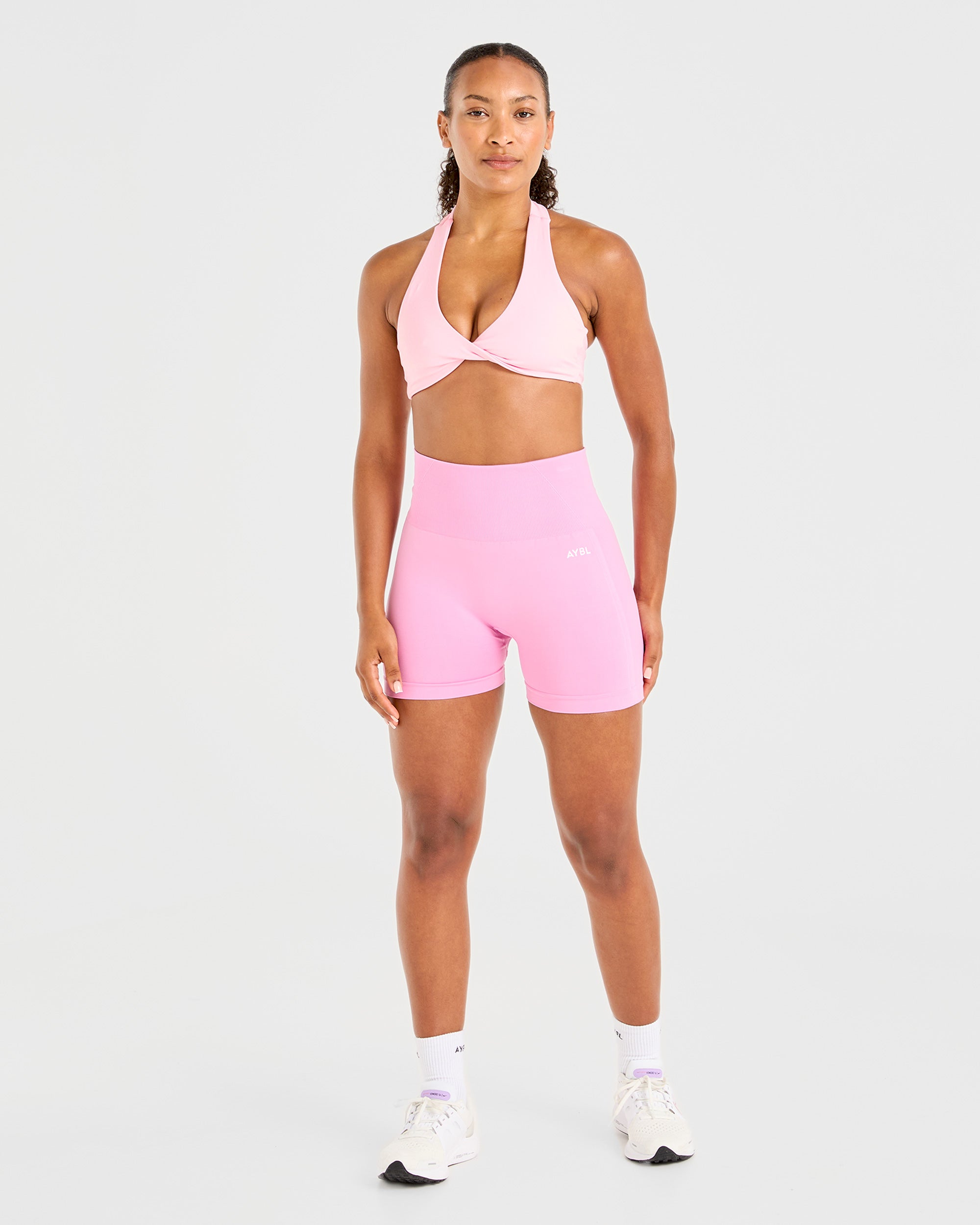 Essential Halterneck Sports Bra - Baby Roze