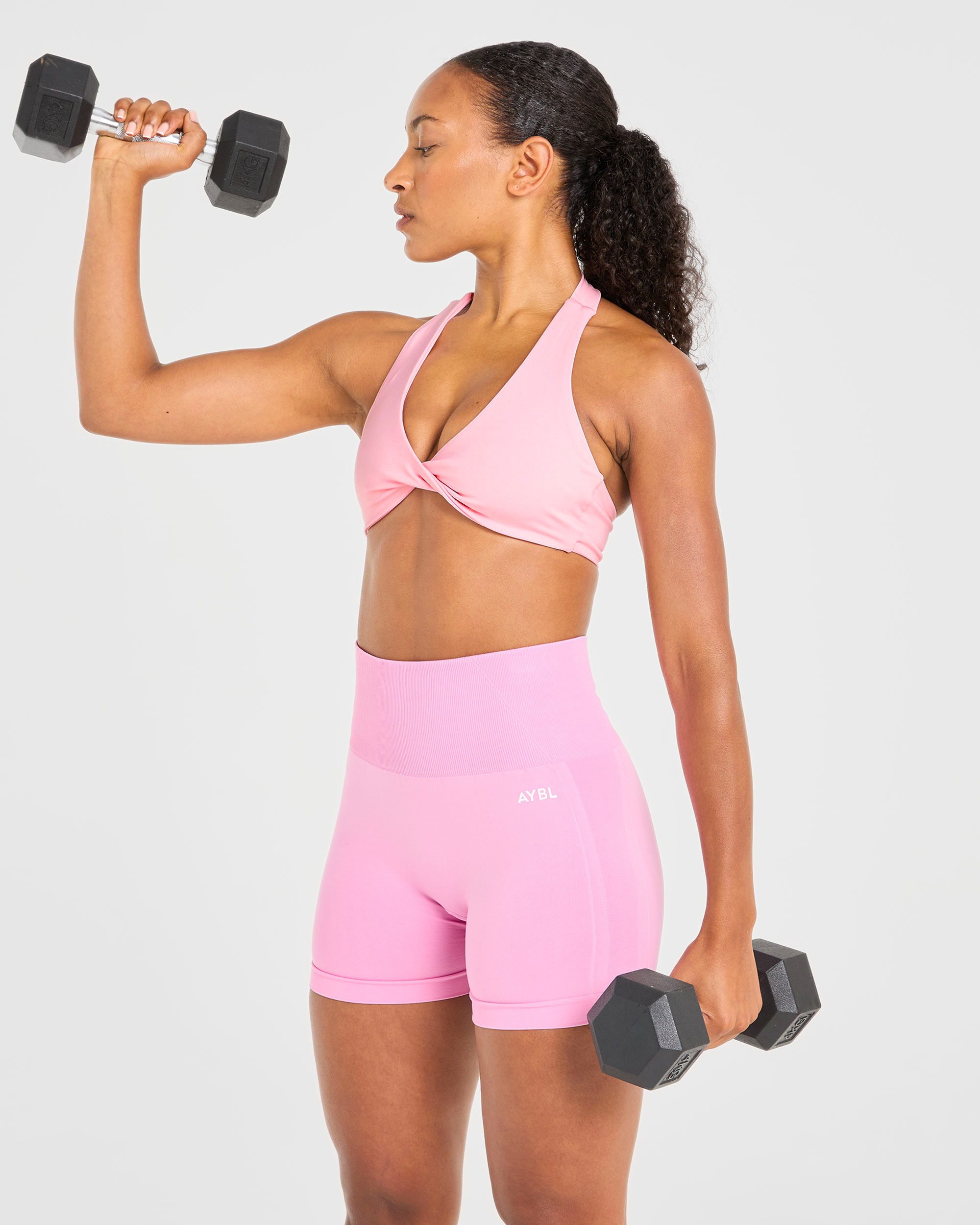 Essential Halterneck Sports Bra - Baby Roze