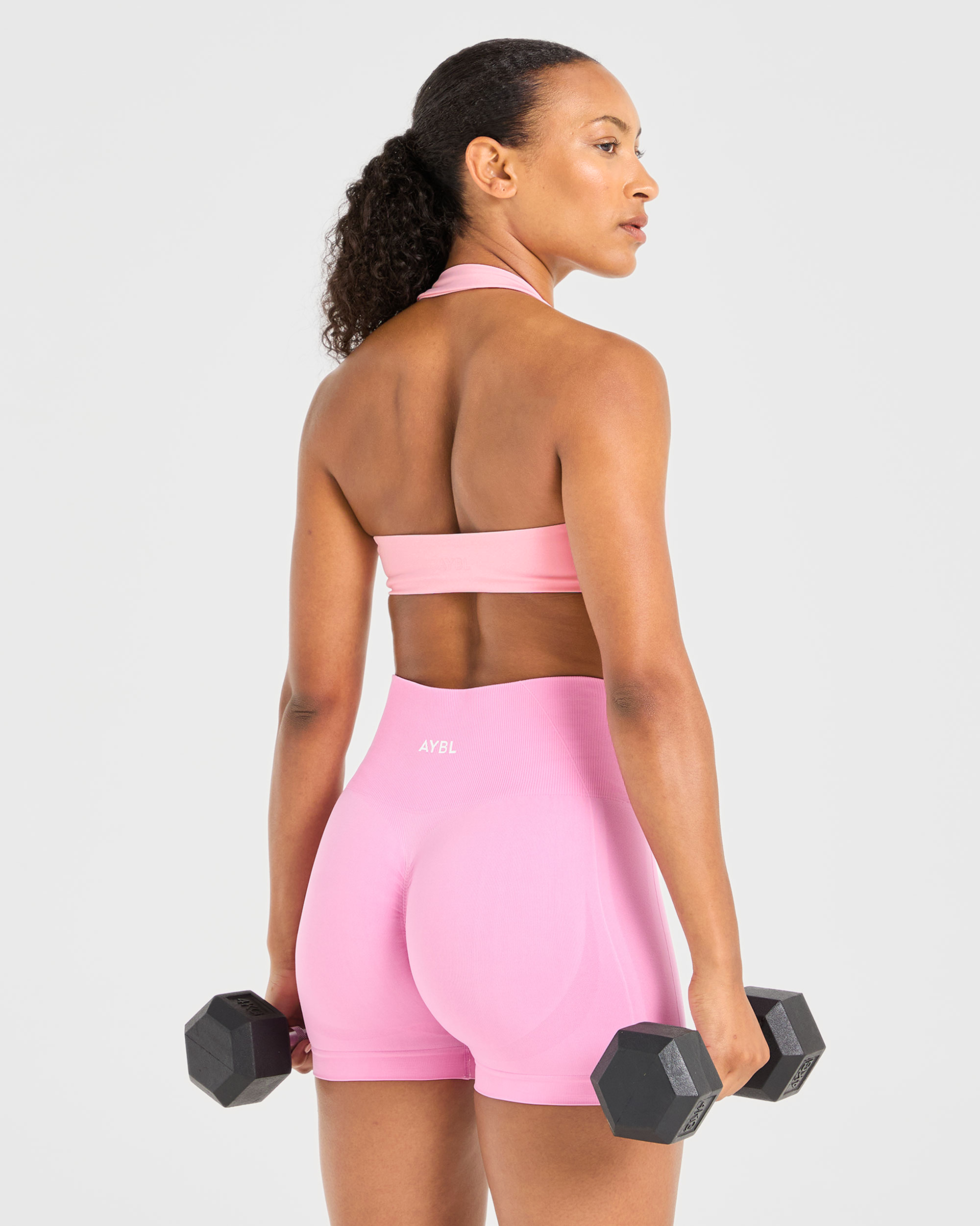 Essential Halterneck Sports Bra - Baby Roze