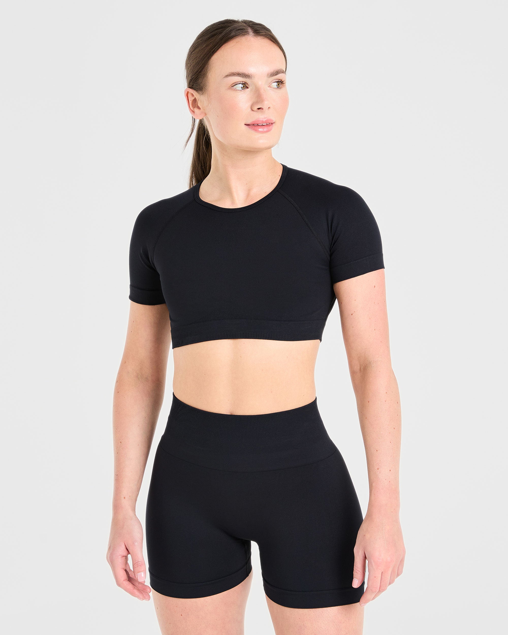 Power Seamless Crop Top - Zwart