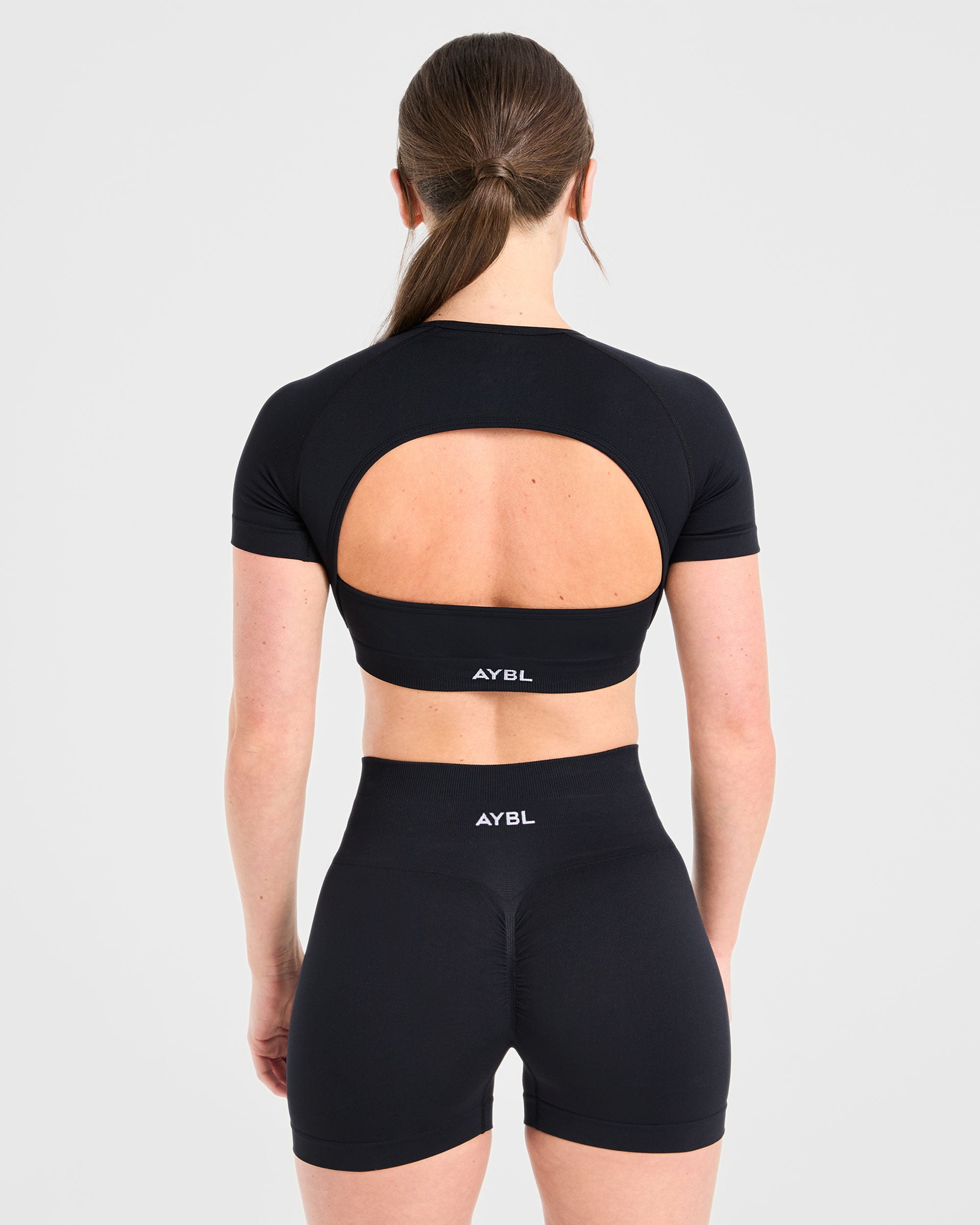 Power Seamless Crop Top - Zwart