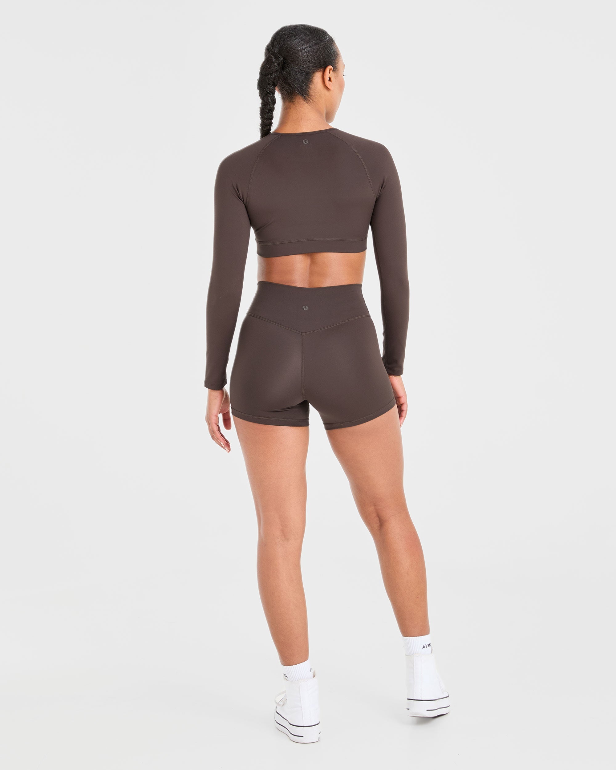 Staple Long Sleeve Crop Top - Coffee Bruin