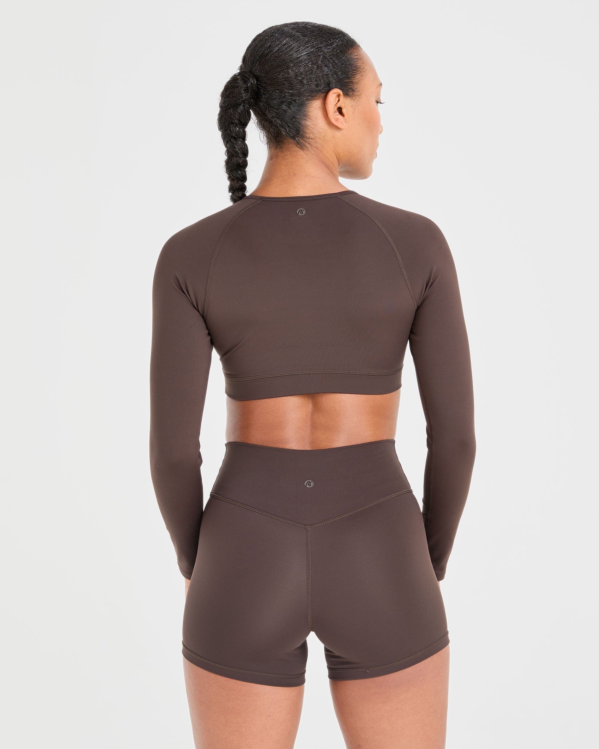 Staple Long Sleeve Crop Top - Coffee Bruin