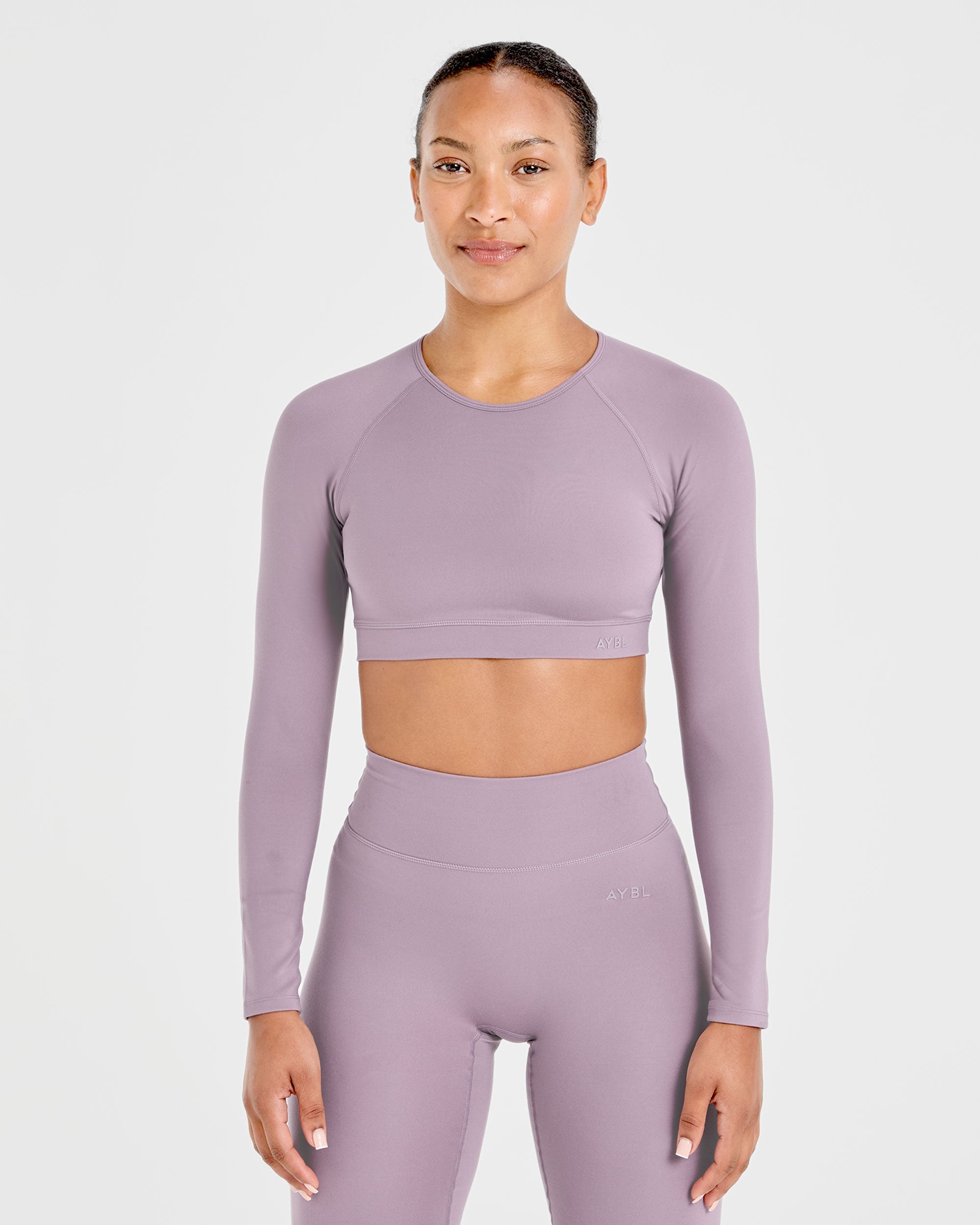 Staple Long Sleeve Crop Top - Mauve Paars