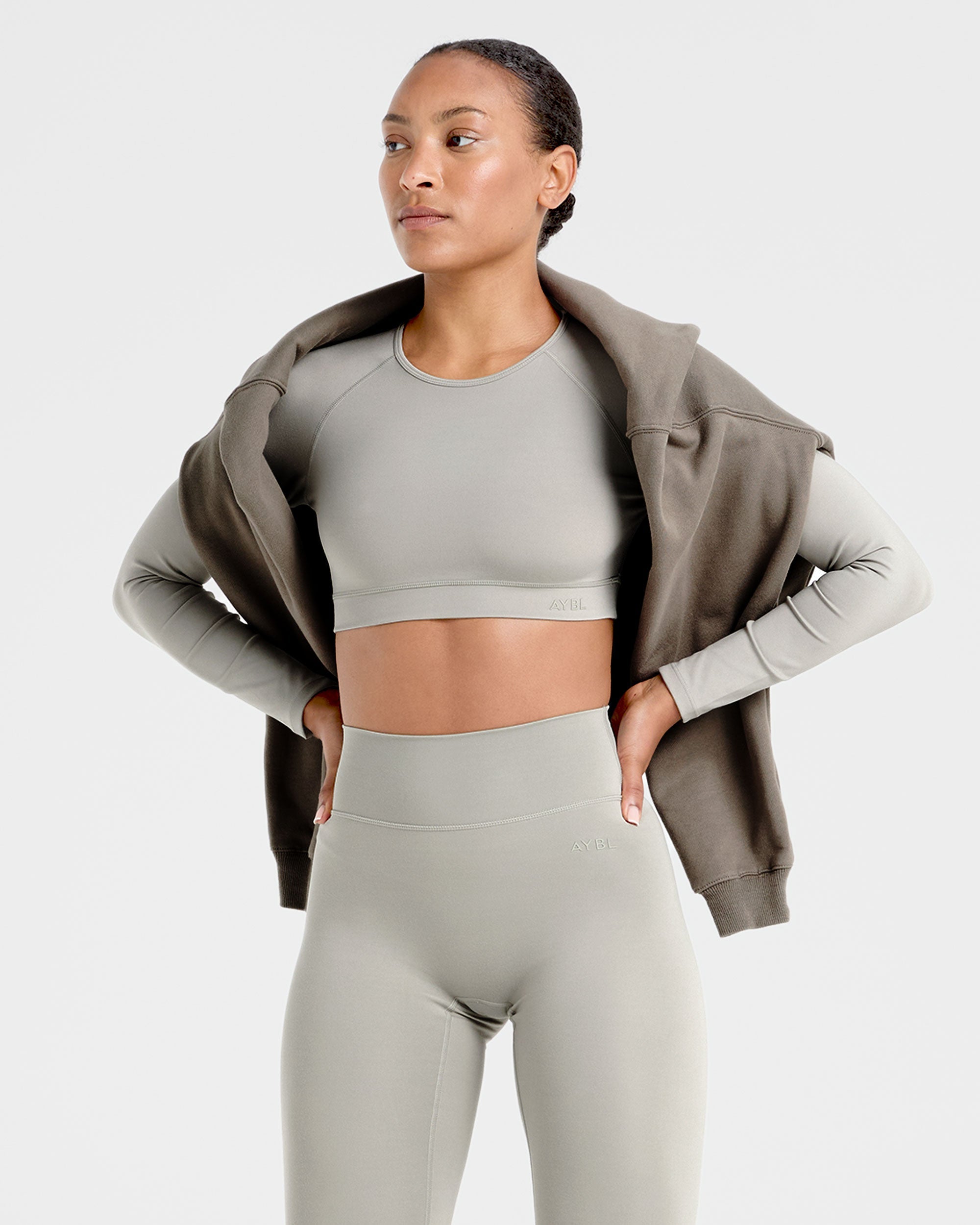 Staple Long Sleeve Crop Top - Washed Olive