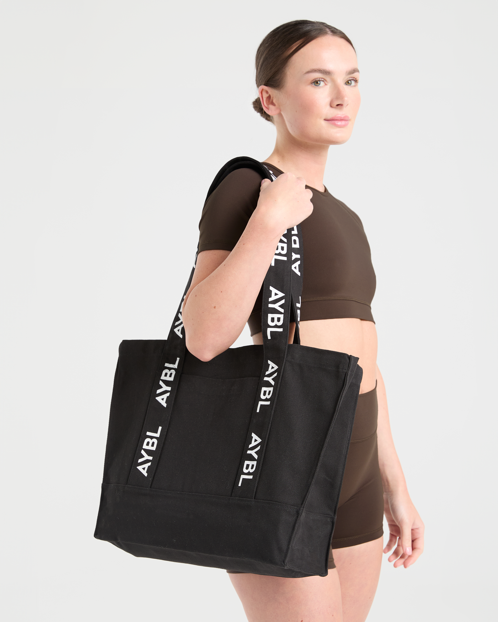 Branded Strap Tote Bag - Zwart