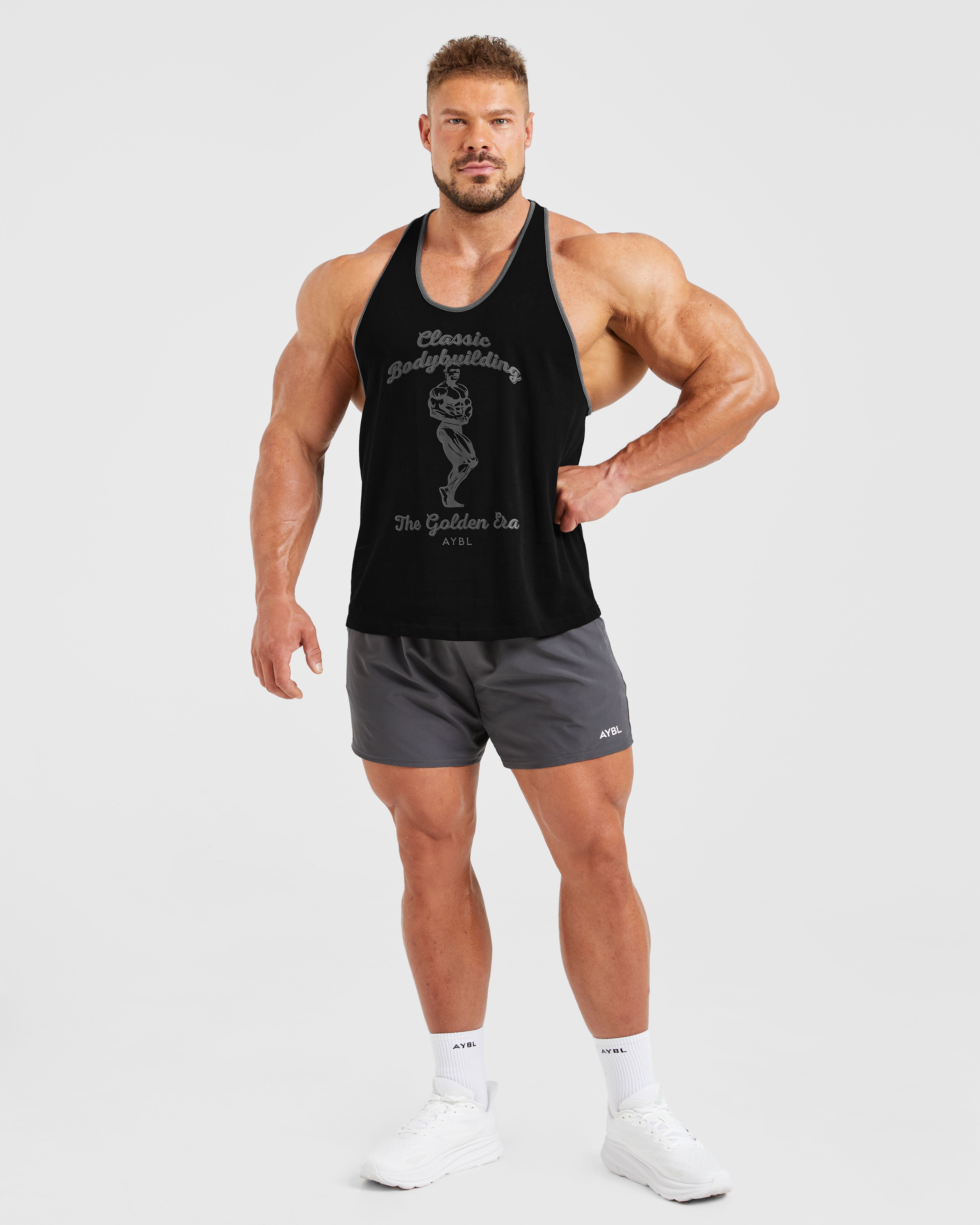 Wesley Vissers X Classic Bodybuilding Stringer - Zwart/Charcoal