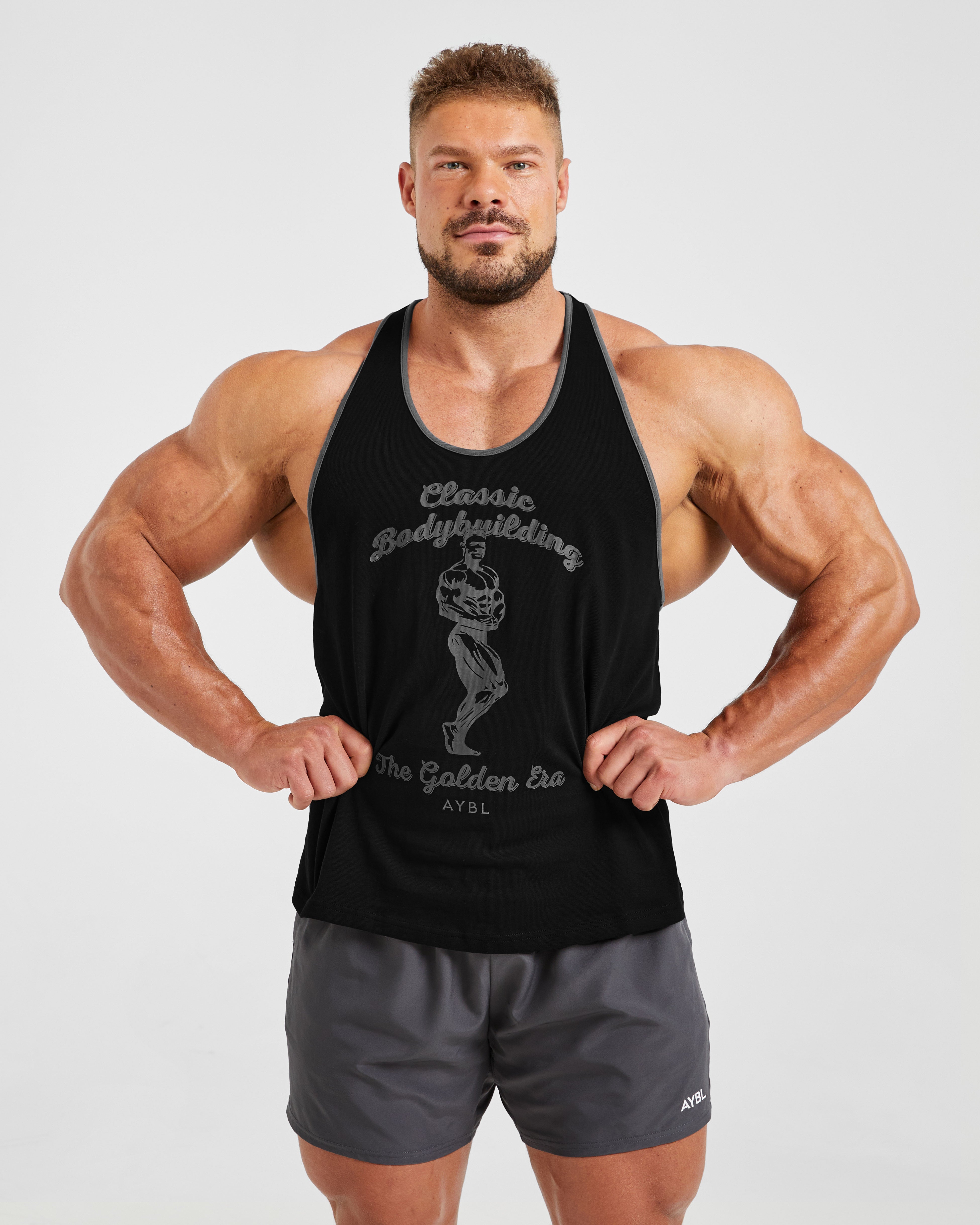 Wesley Vissers X Classic Bodybuilding Stringer - Zwart/Charcoal