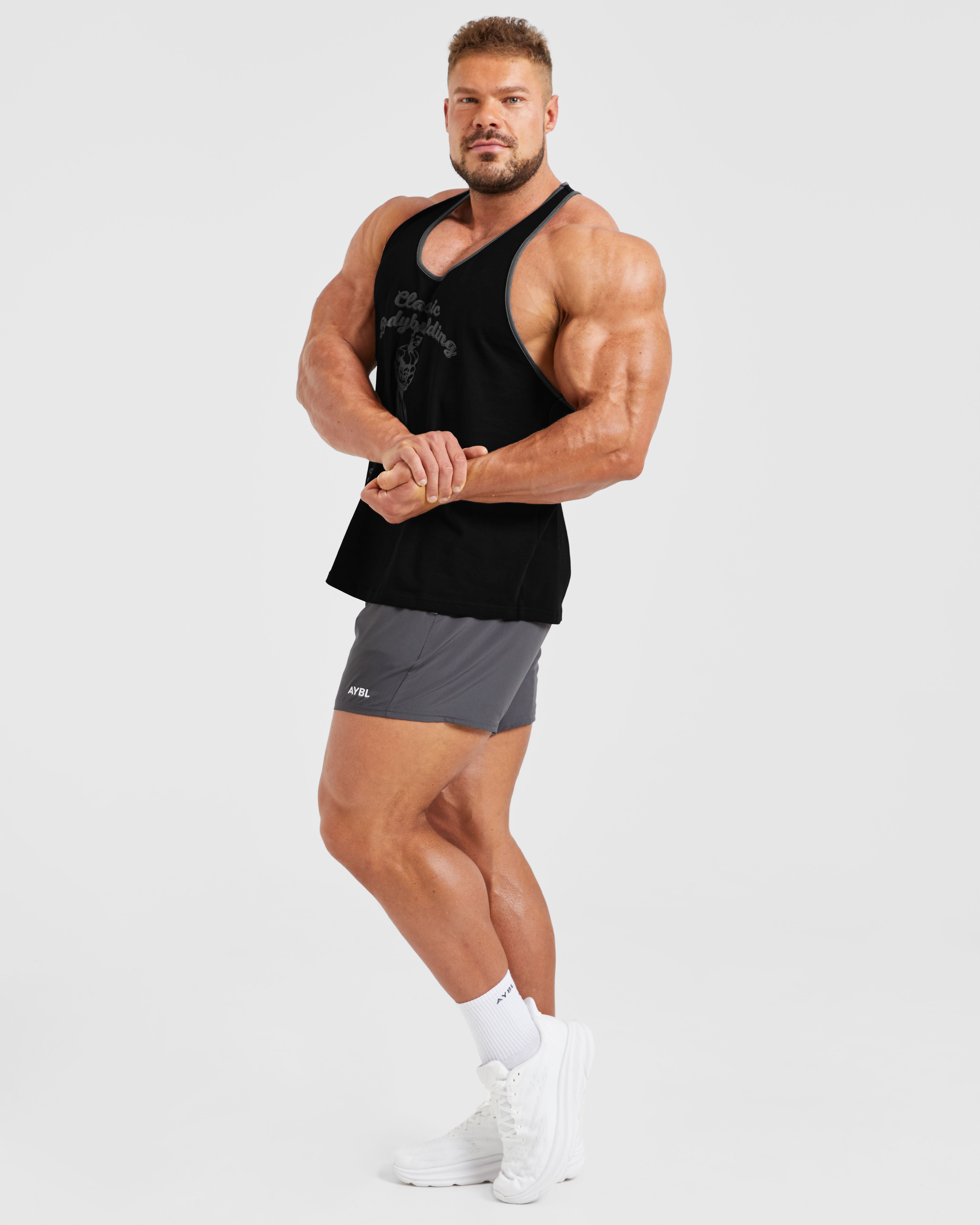 Wesley Vissers X Classic Bodybuilding Stringer - Zwart/Charcoal