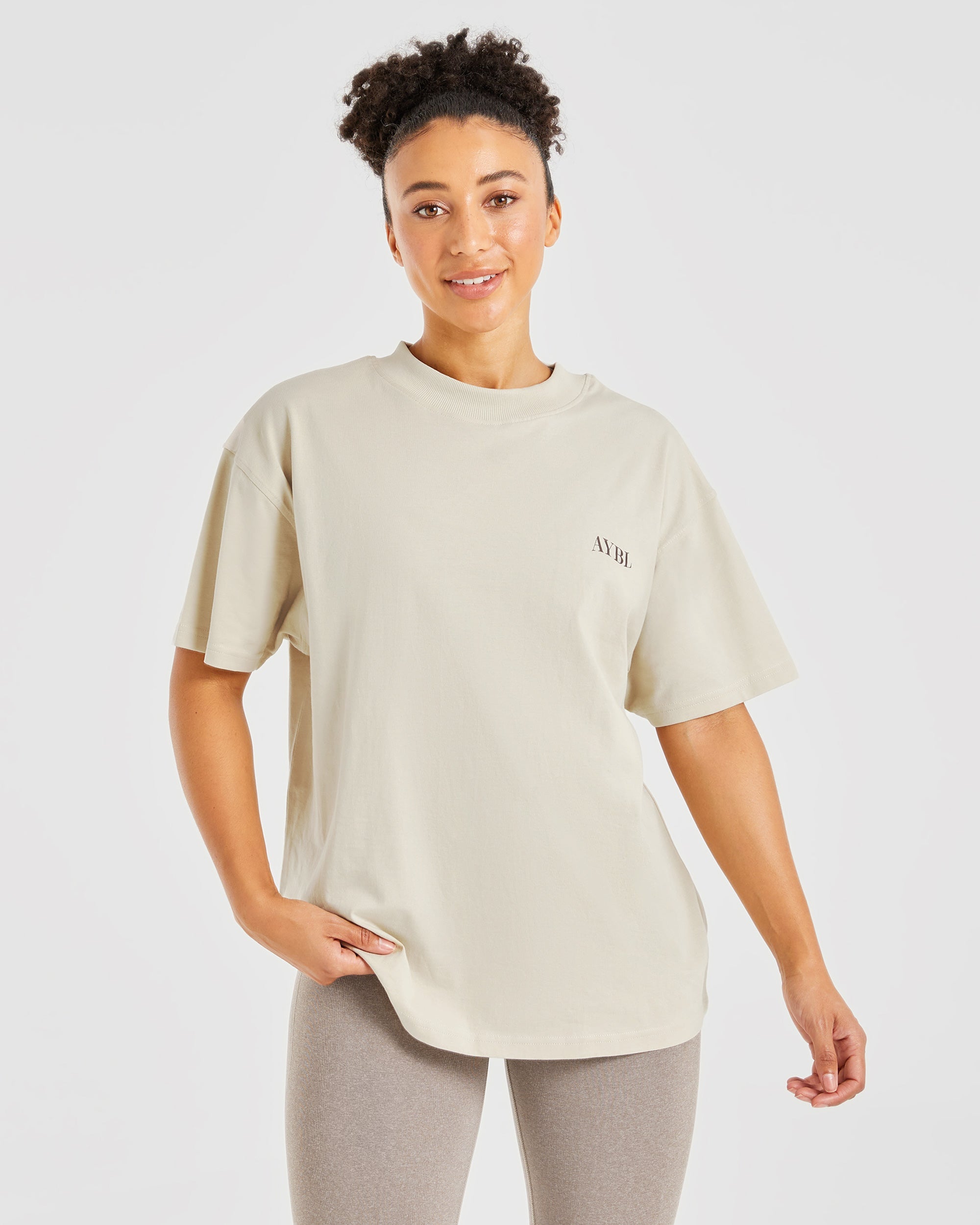 Be Good To Yourself Oversized T Shirt - Beige/Bruin