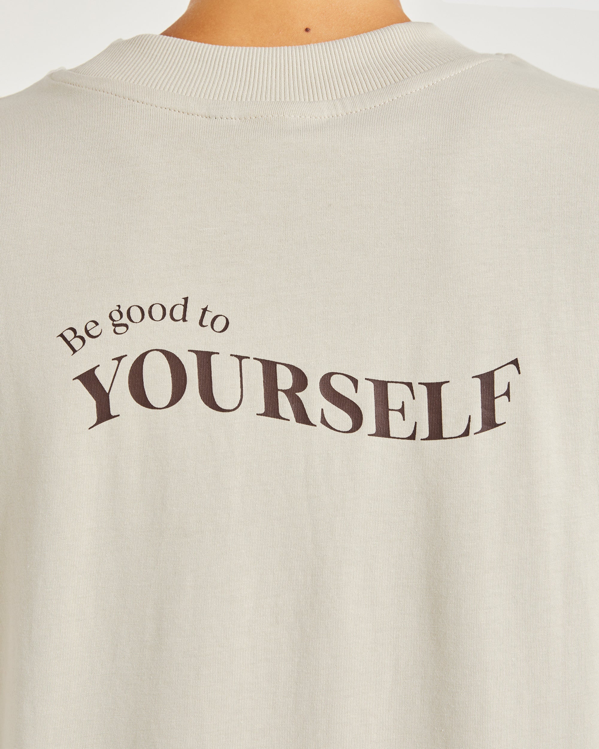 Be Good To Yourself Oversized T Shirt - Beige/Bruin