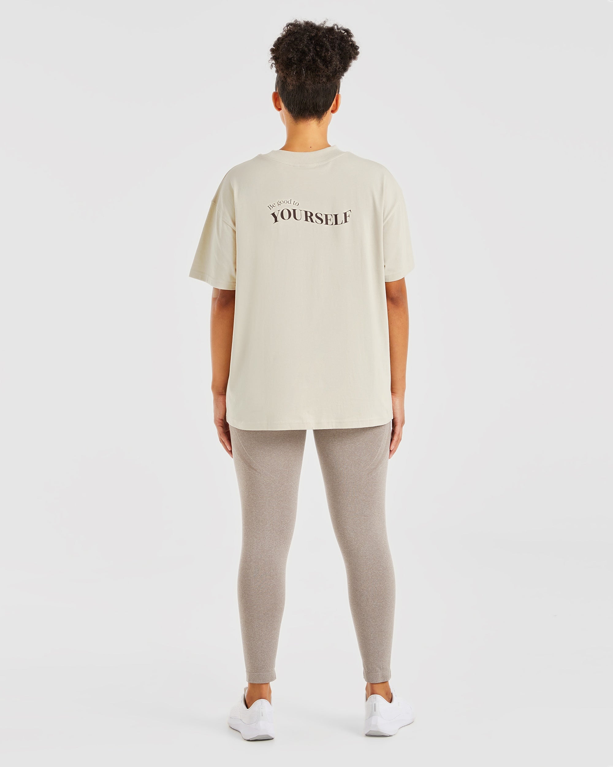 Be Good To Yourself Oversized T Shirt - Beige/Bruin