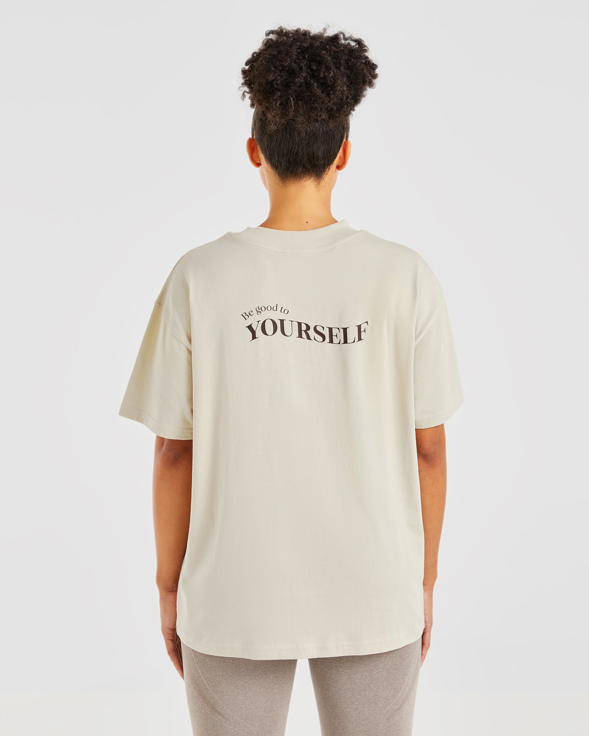 Be Good To Yourself Oversized T Shirt - Beige/Bruin