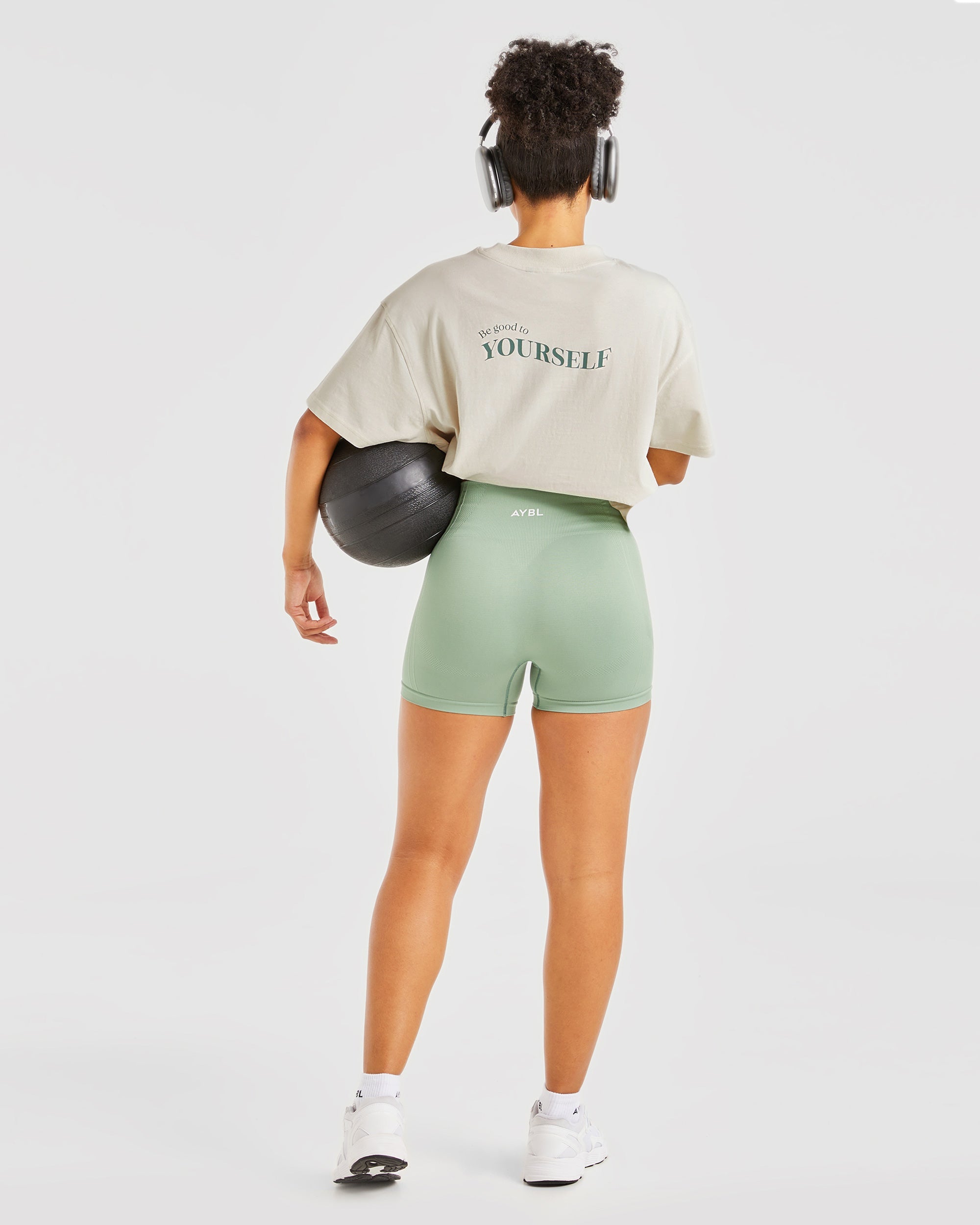 Be Good To Yourself Oversized T Shirt - Off Wit/Groen