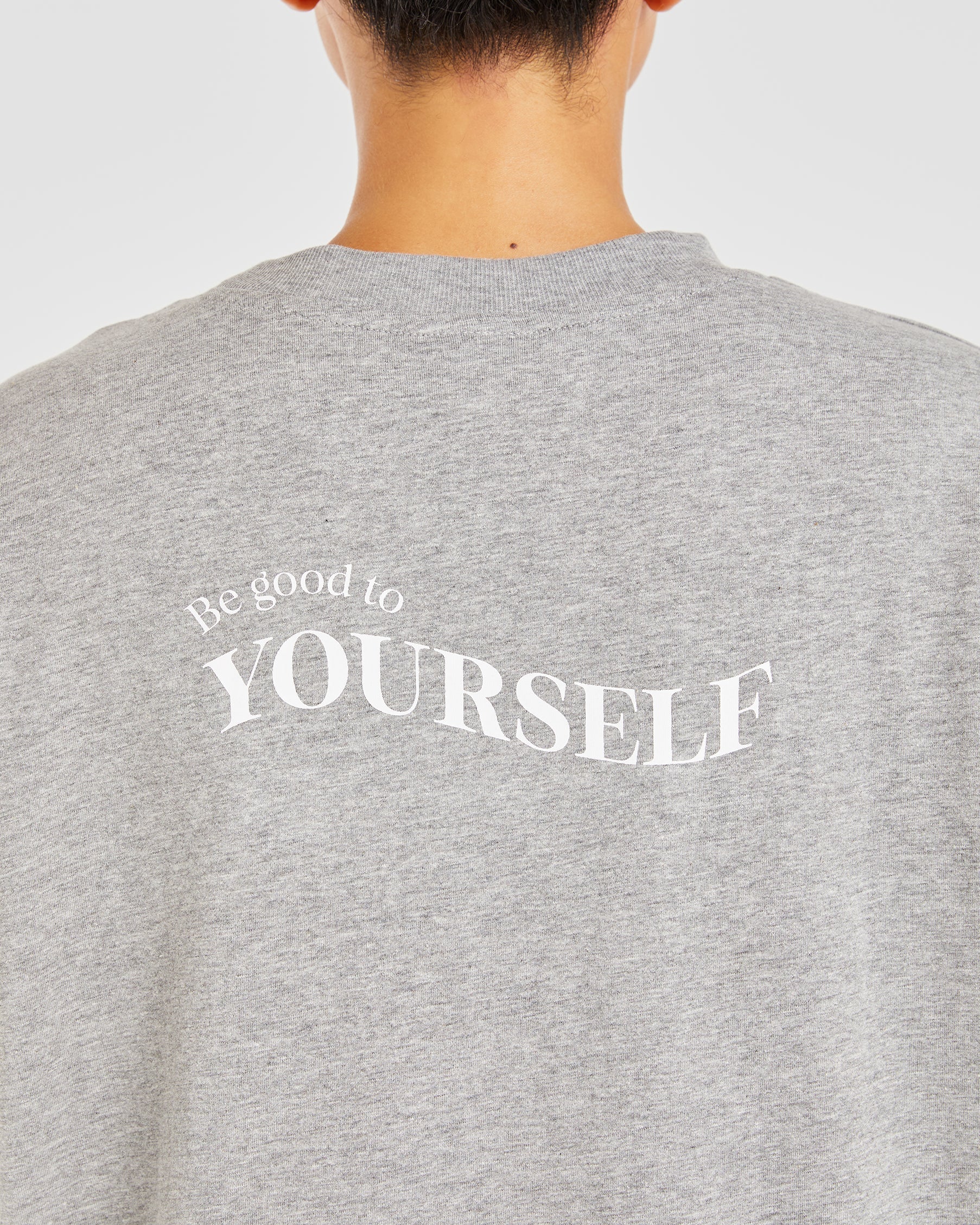 Be Good To Yourself Oversized T Shirt - Heather Grijs/Wit