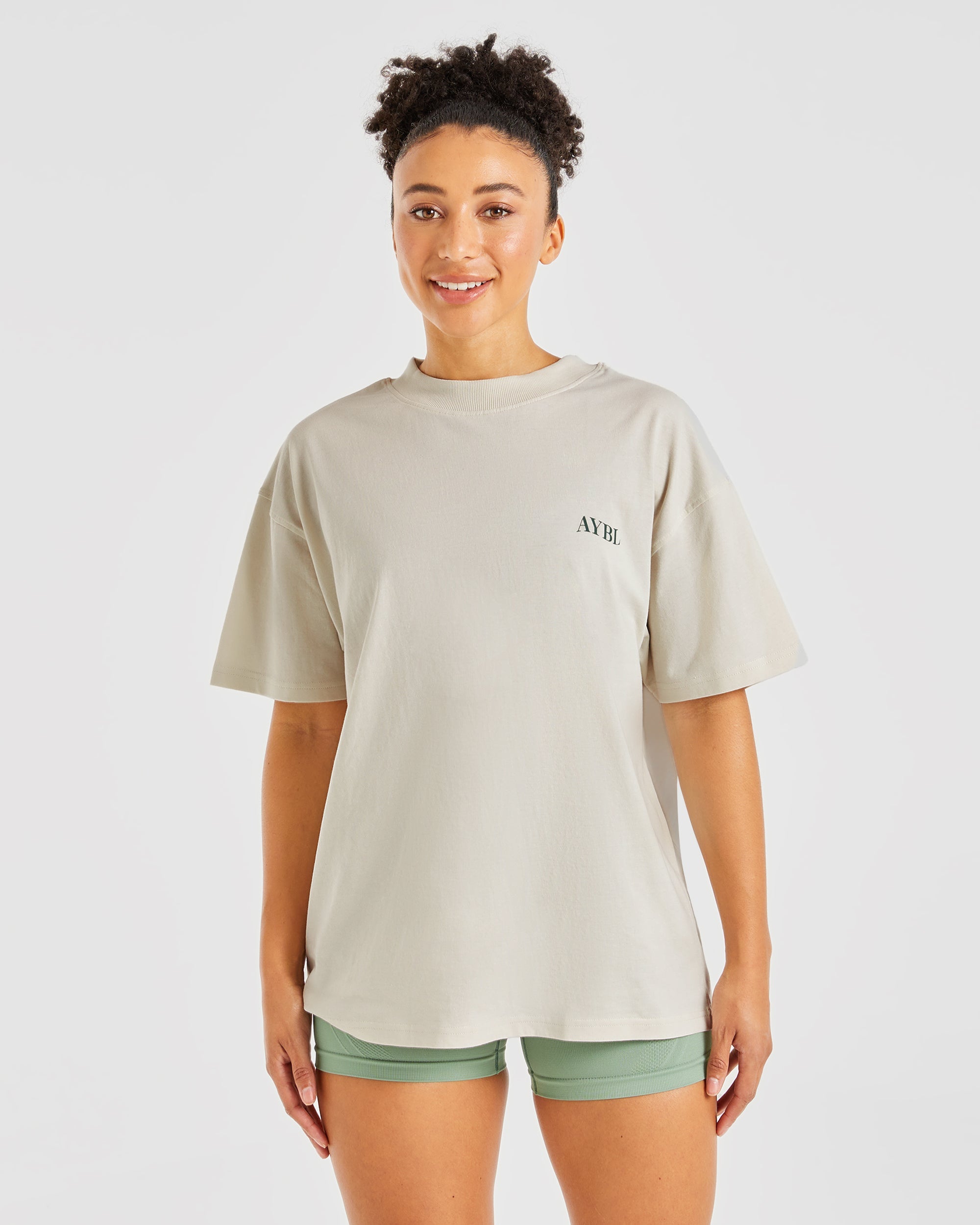 Be Good To Yourself Oversized T Shirt - Off Wit/Groen