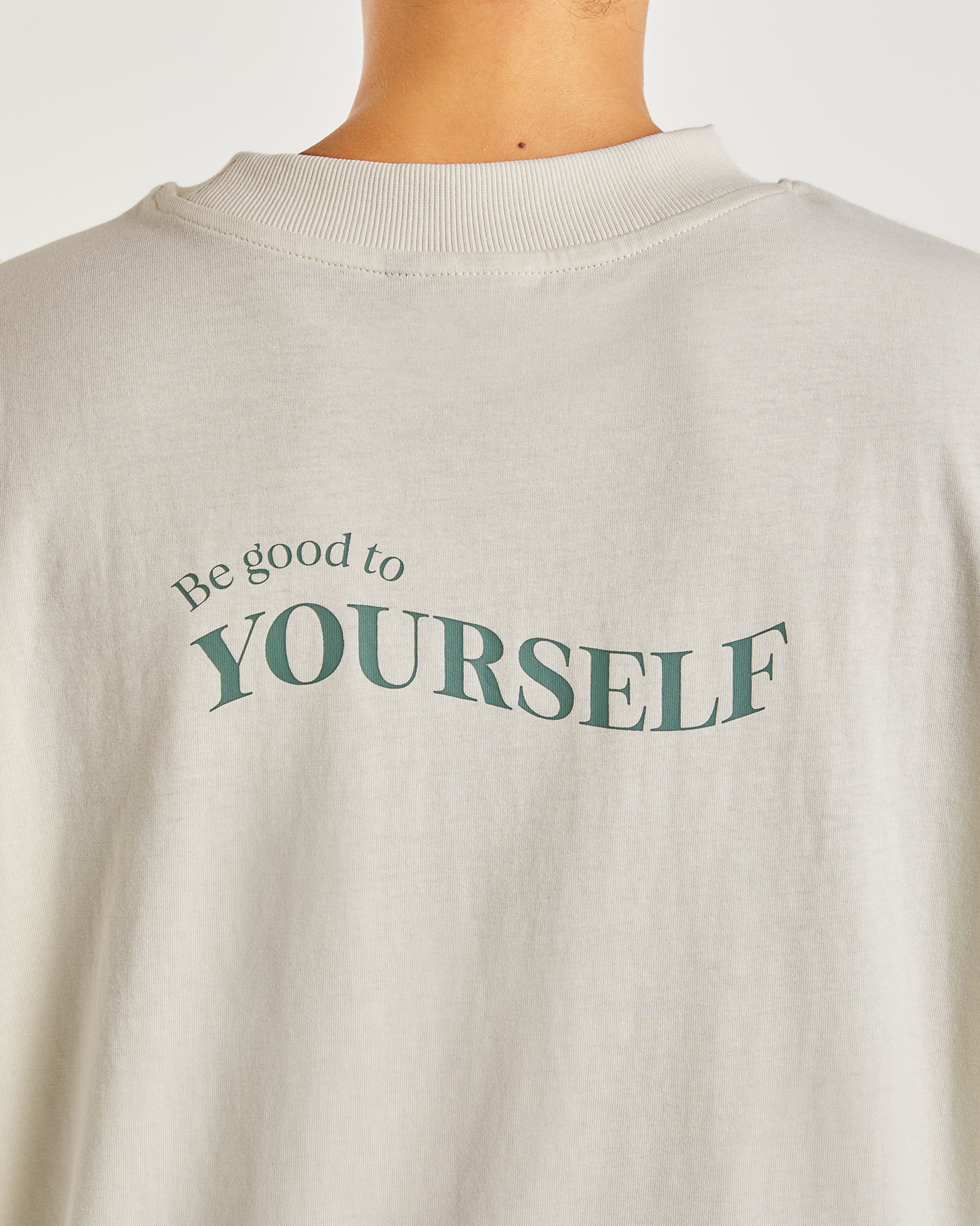 Be Good To Yourself Oversized T Shirt - Off Wit/Groen