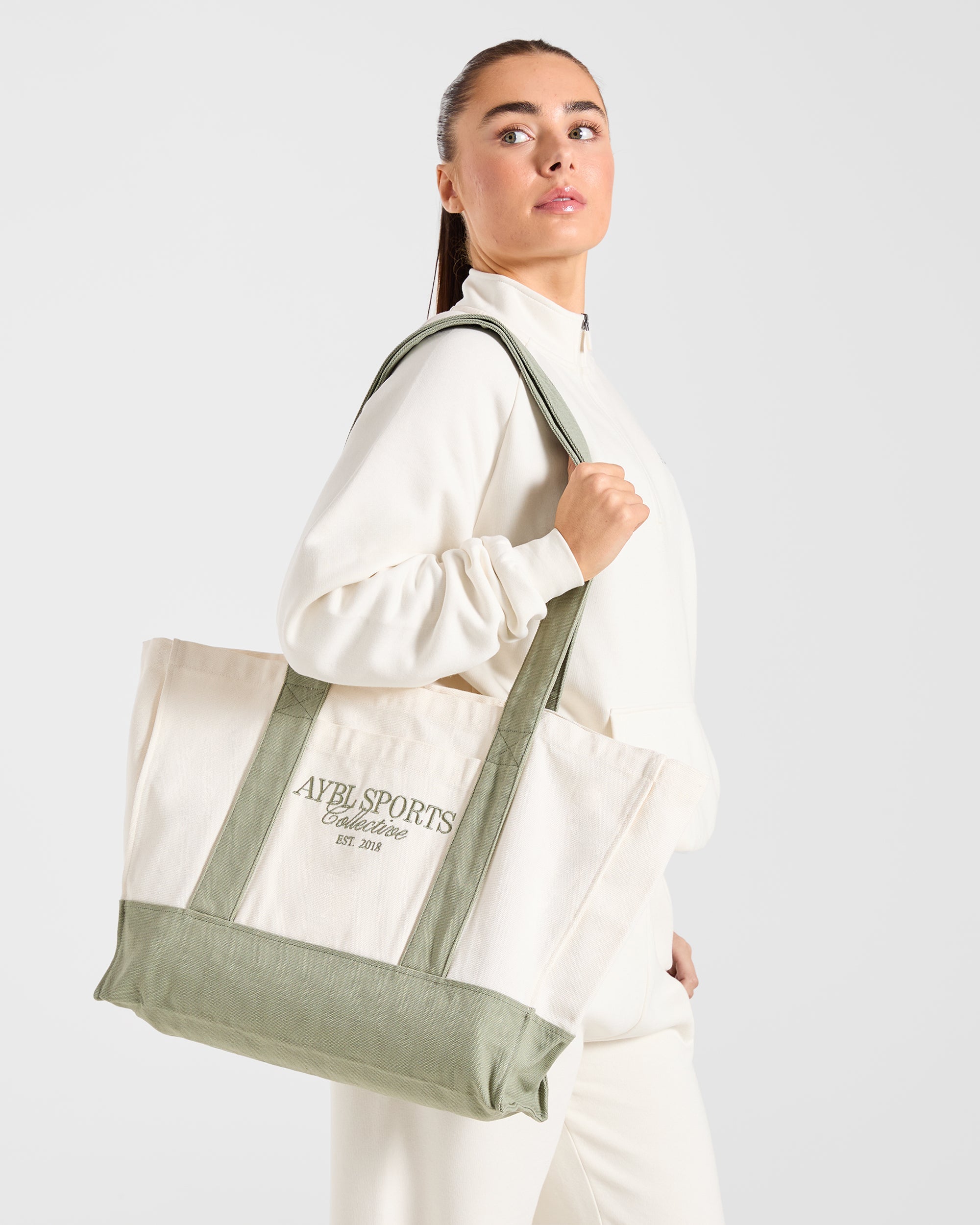 Sports Collective Tote Bag - Off Wit/Groen