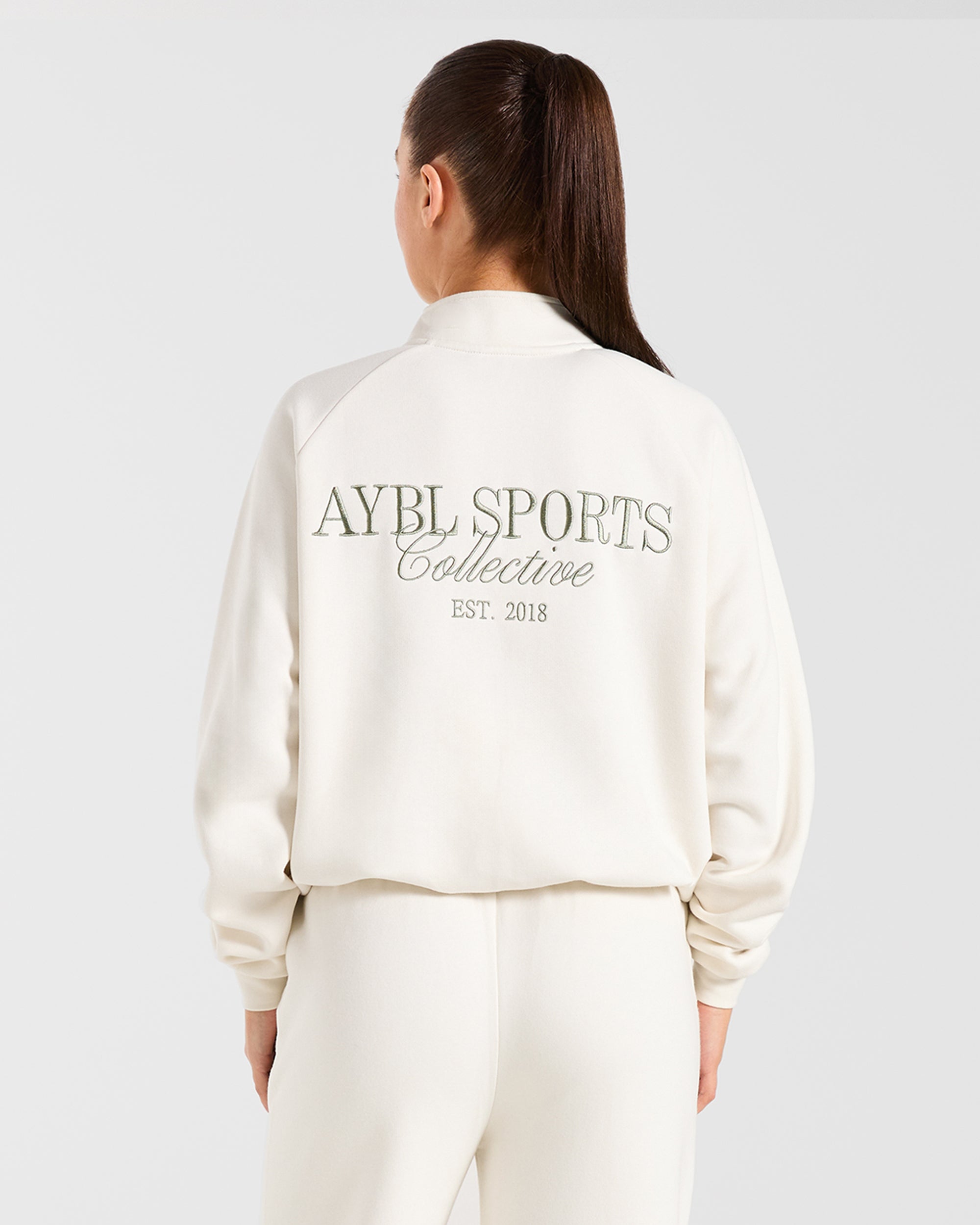 Sports Collective Oversized 1/4 Zip Pullover - Off Wit/Groen