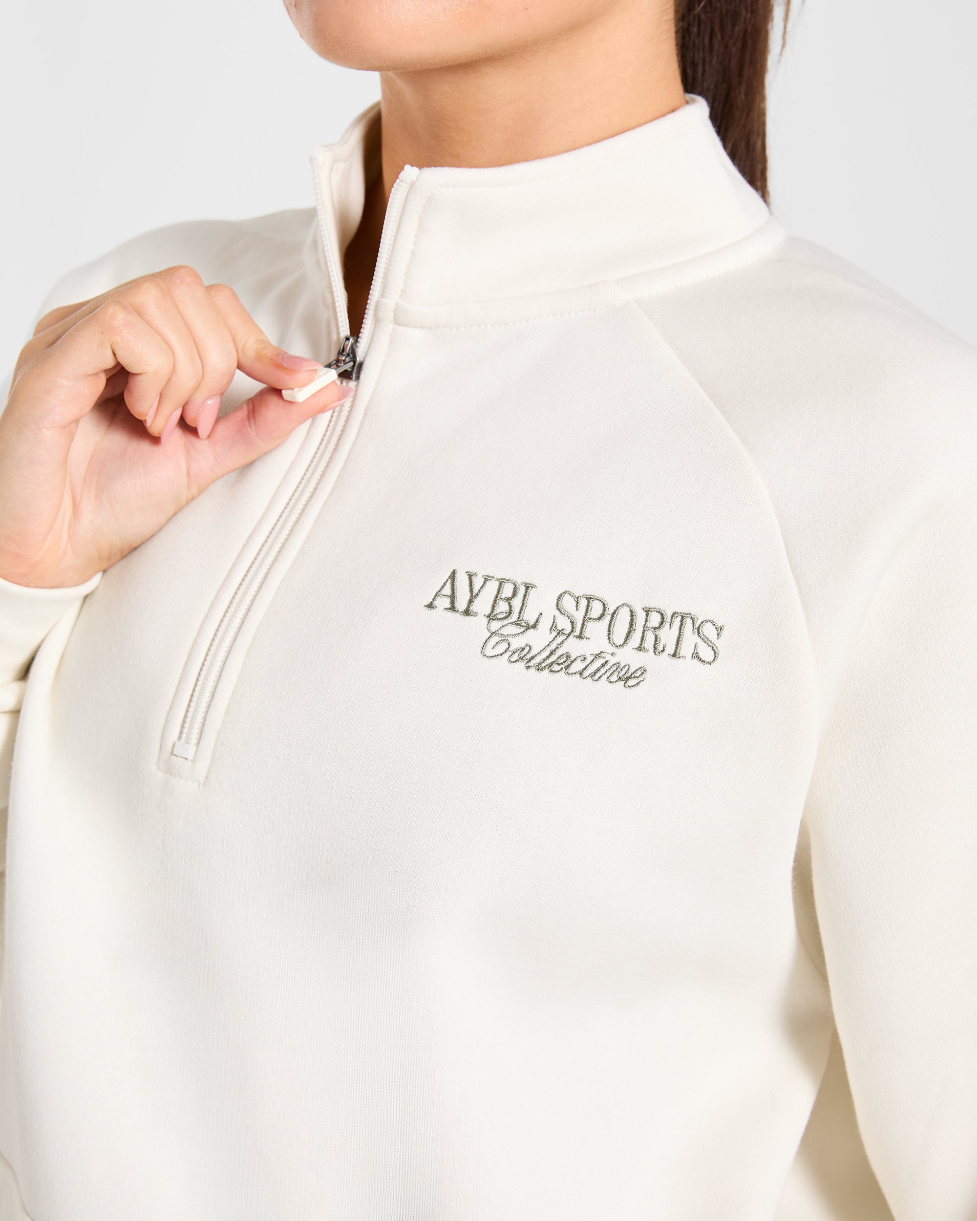 Sports Collective Oversized 1/4 Zip Pullover - Off Wit/Groen