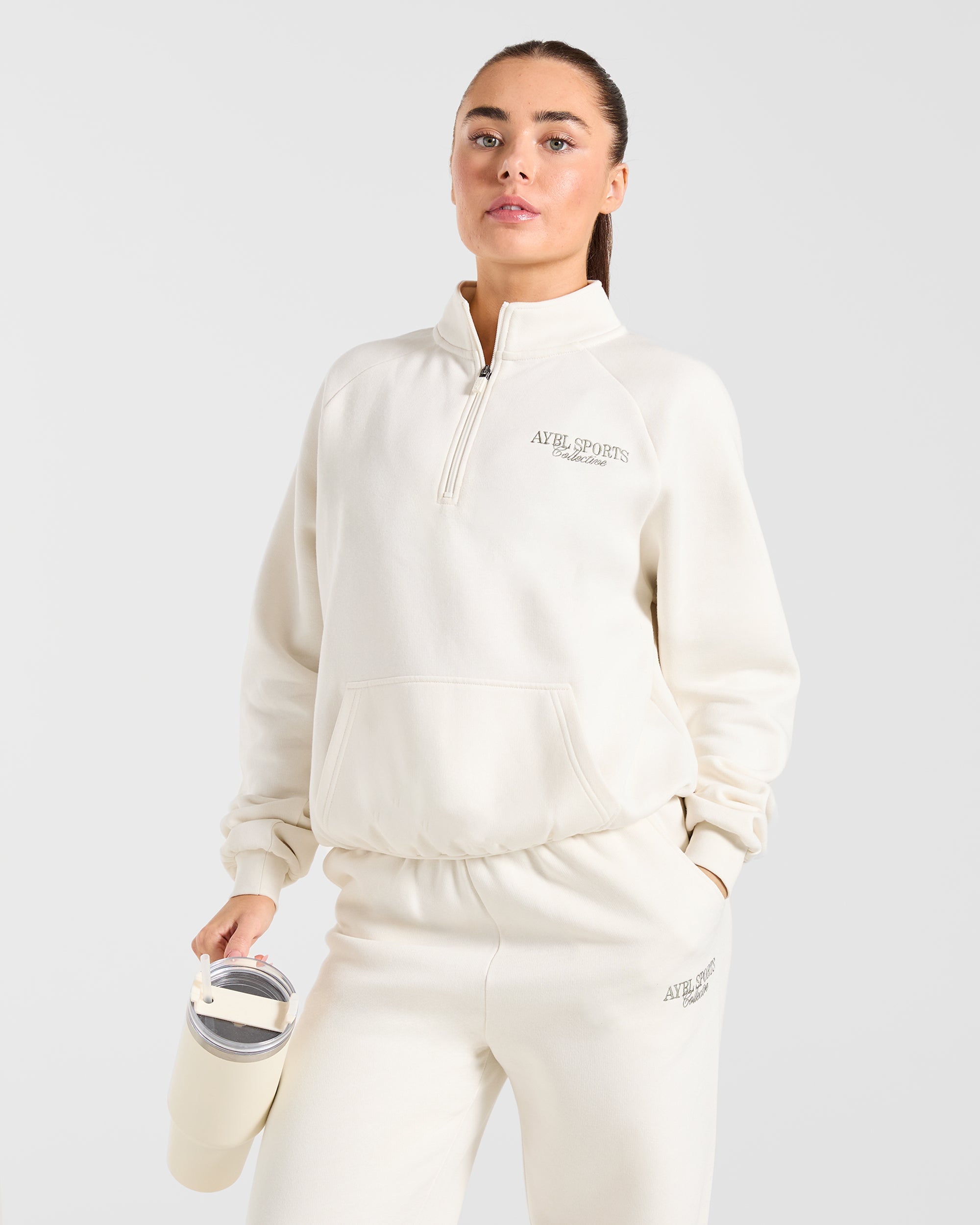 Sports Collective Oversized Straight Leg Joggers - Off Wit/Groen