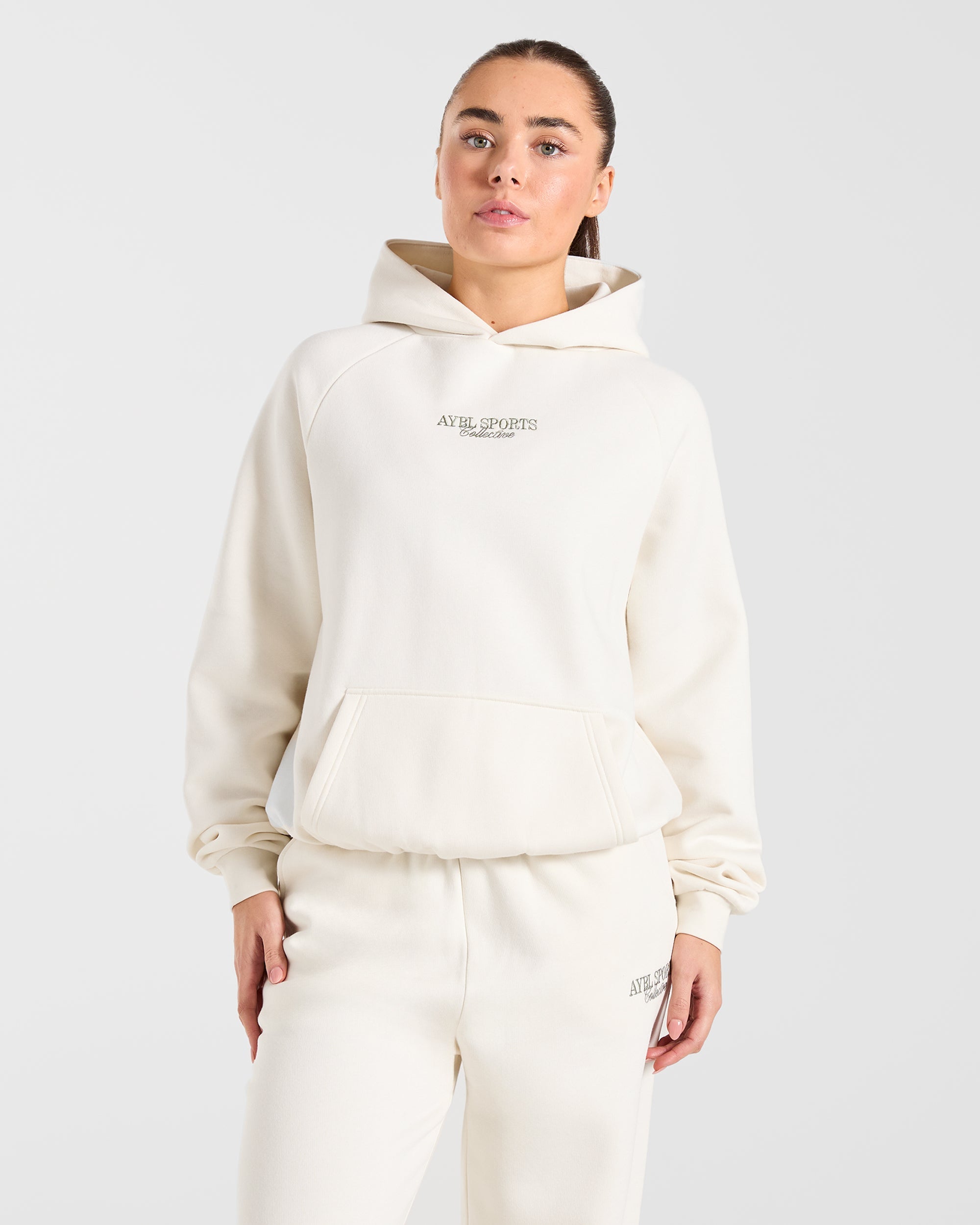 Sports Collective Oversized Hoodie - Off Wit/Groen