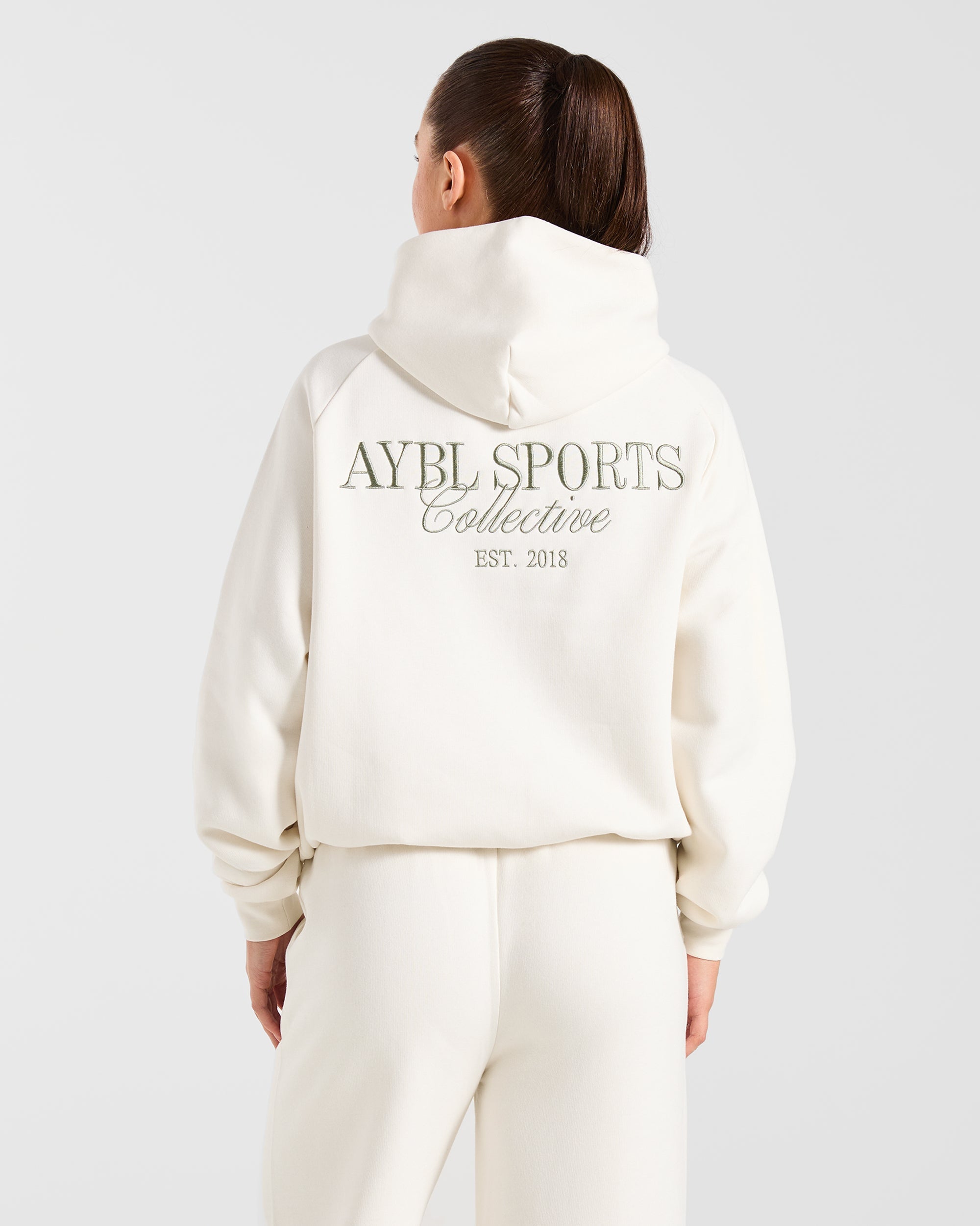 Sports Collective Oversized Hoodie - Off Wit/Groen