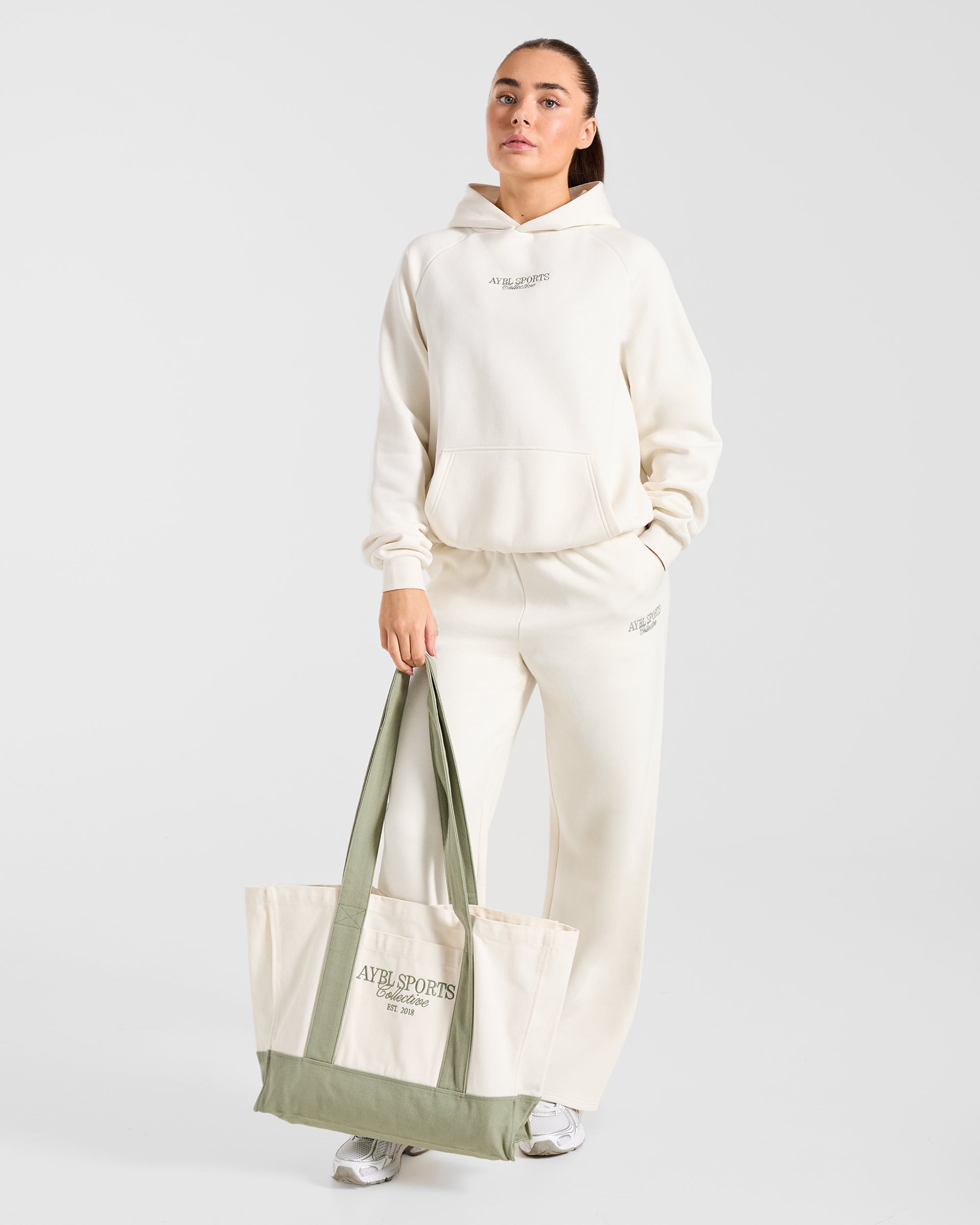 Sports Collective Oversized Hoodie - Off Wit/Groen