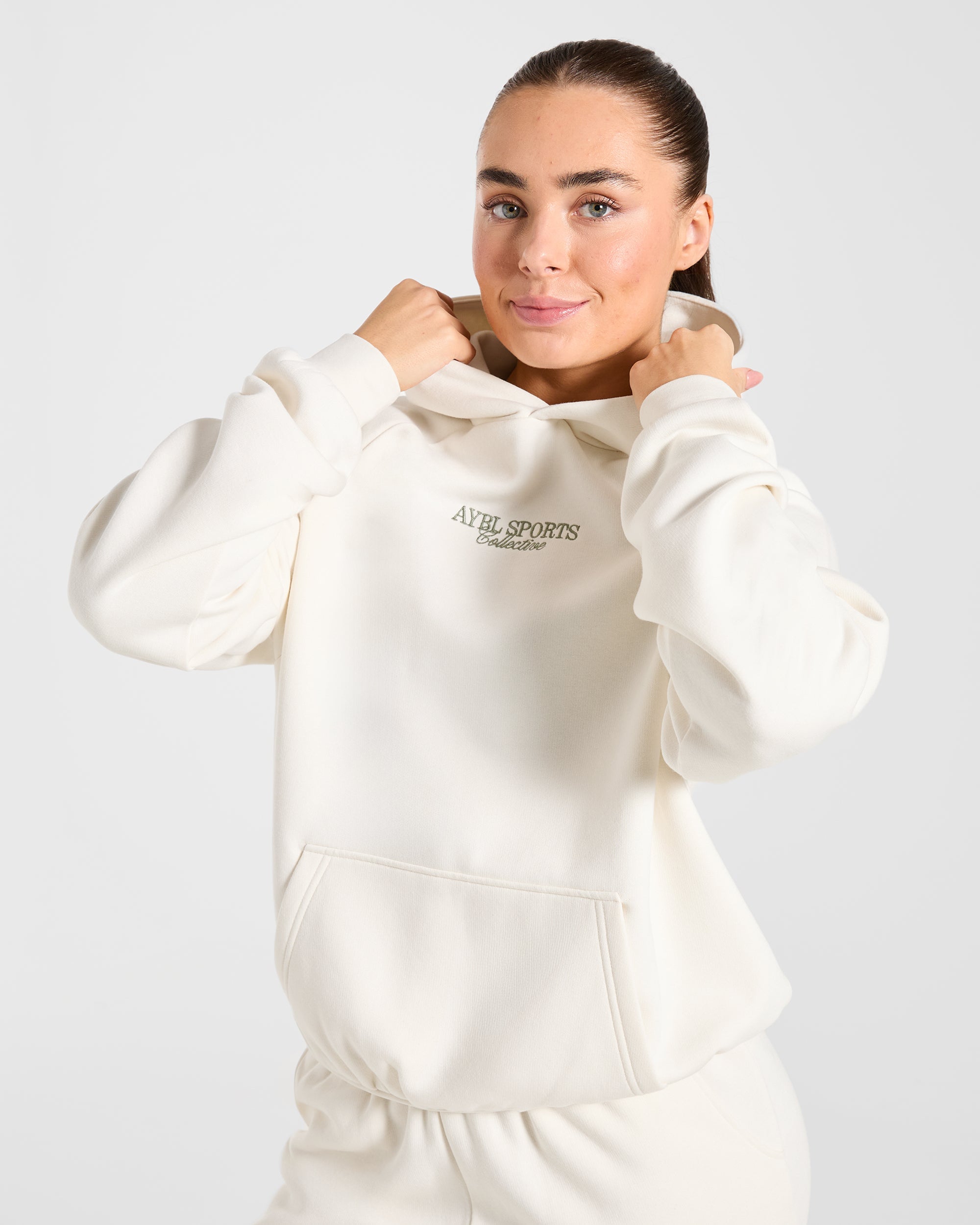 Sports Collective Oversized Hoodie - Off Wit/Groen