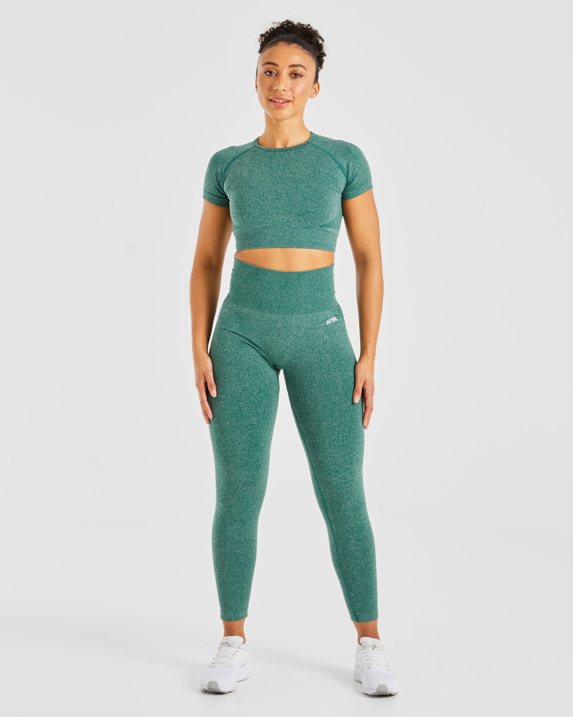 Empower Seamless Crop Top - Forest Groen Marl