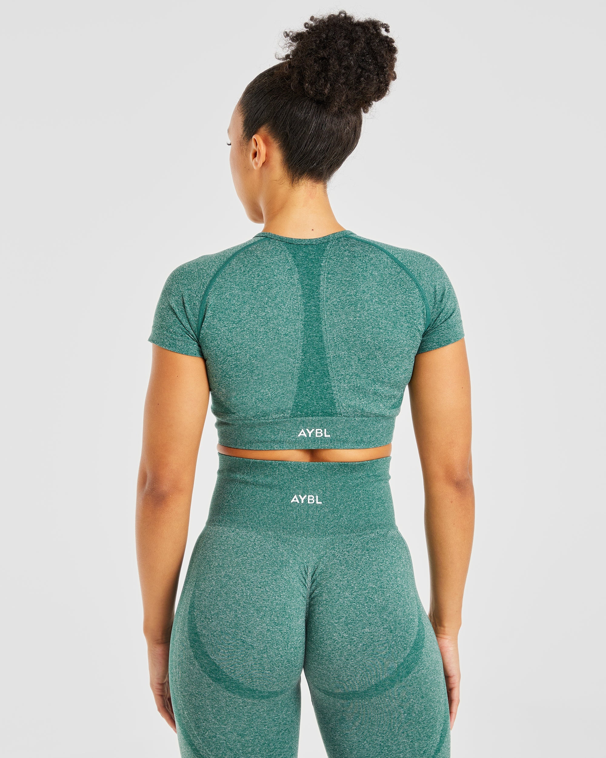 Empower Seamless Crop Top - Forest Groen Marl