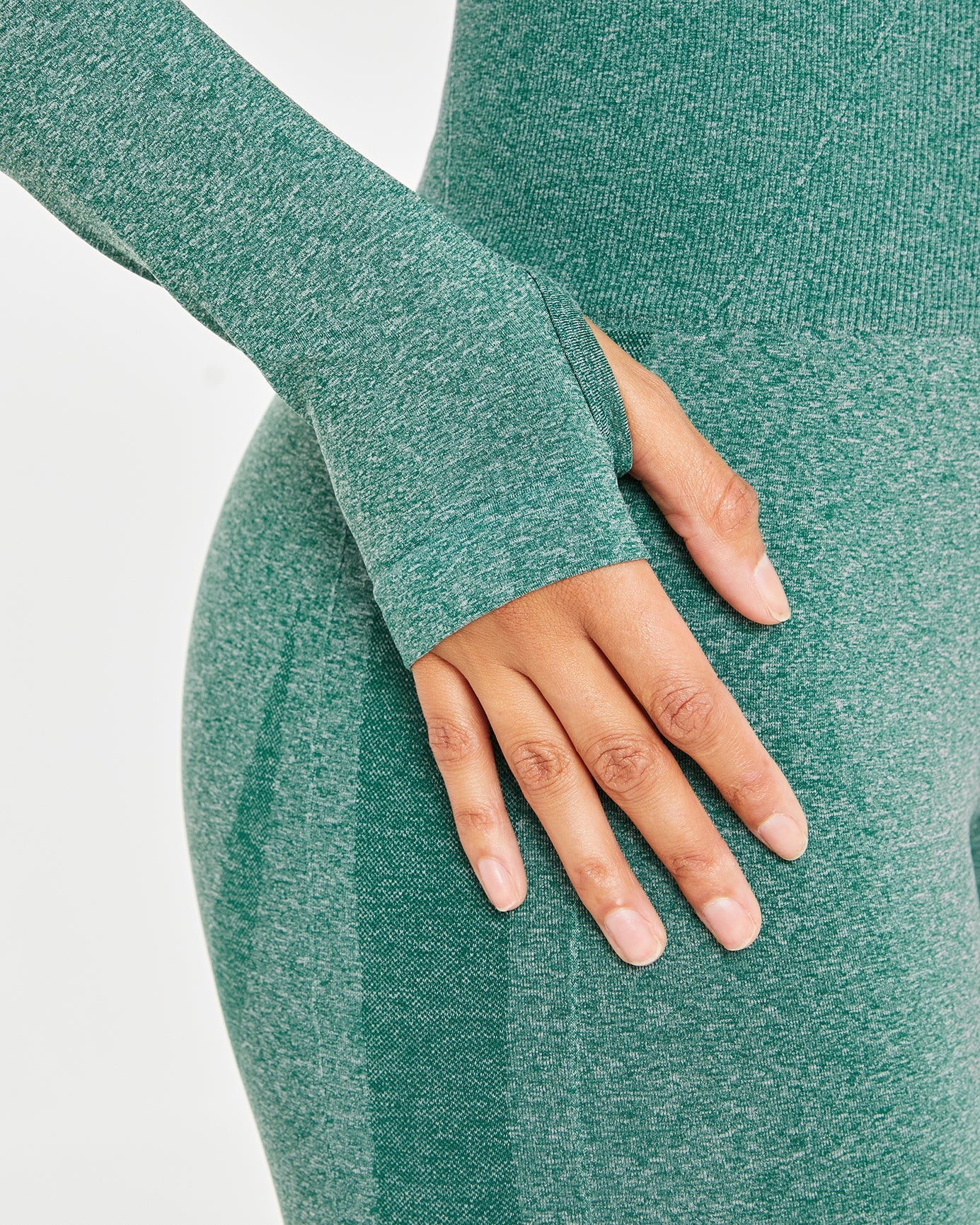 Empower Seamless Long Sleeve Crop Top - Forest Groen Marl